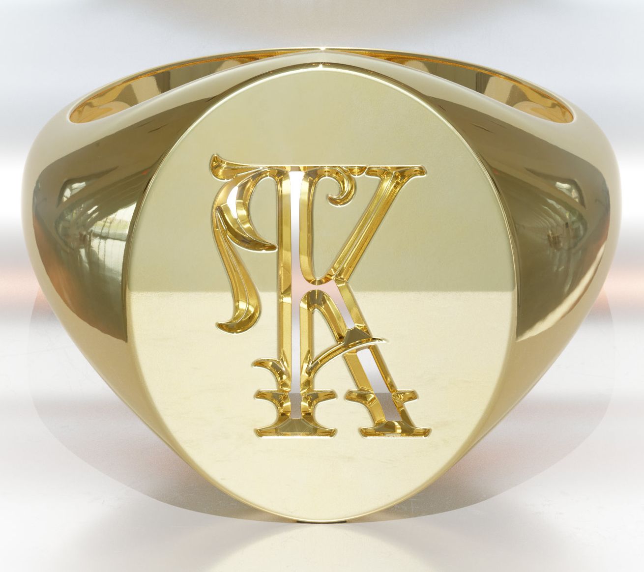 Heights Jewelers 14K Gold Plated Initial SignetRing