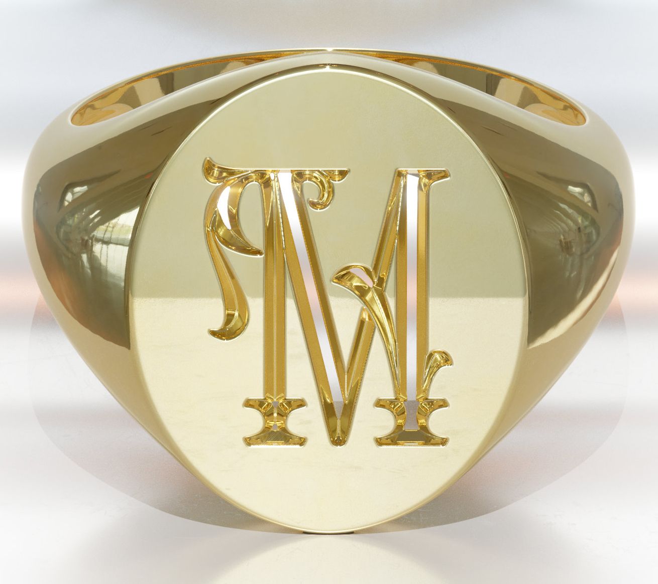 Heights Jewelers 14K Gold Plated Initial SignetRing