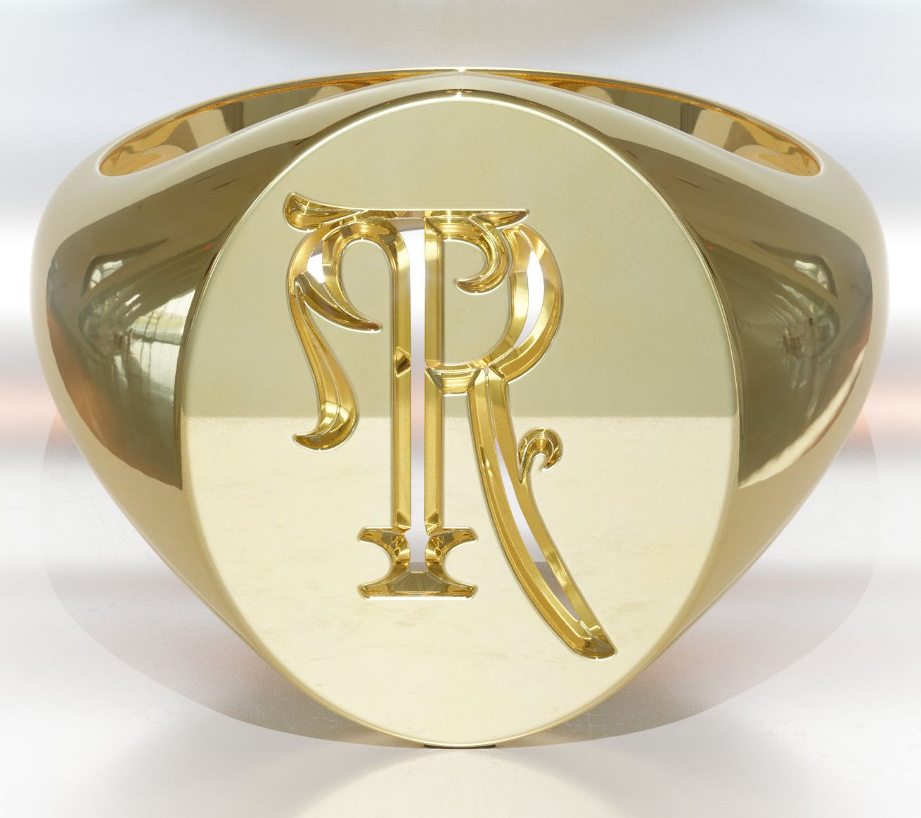 Heights Jewelers 14K Gold Plated Initial SignetRing