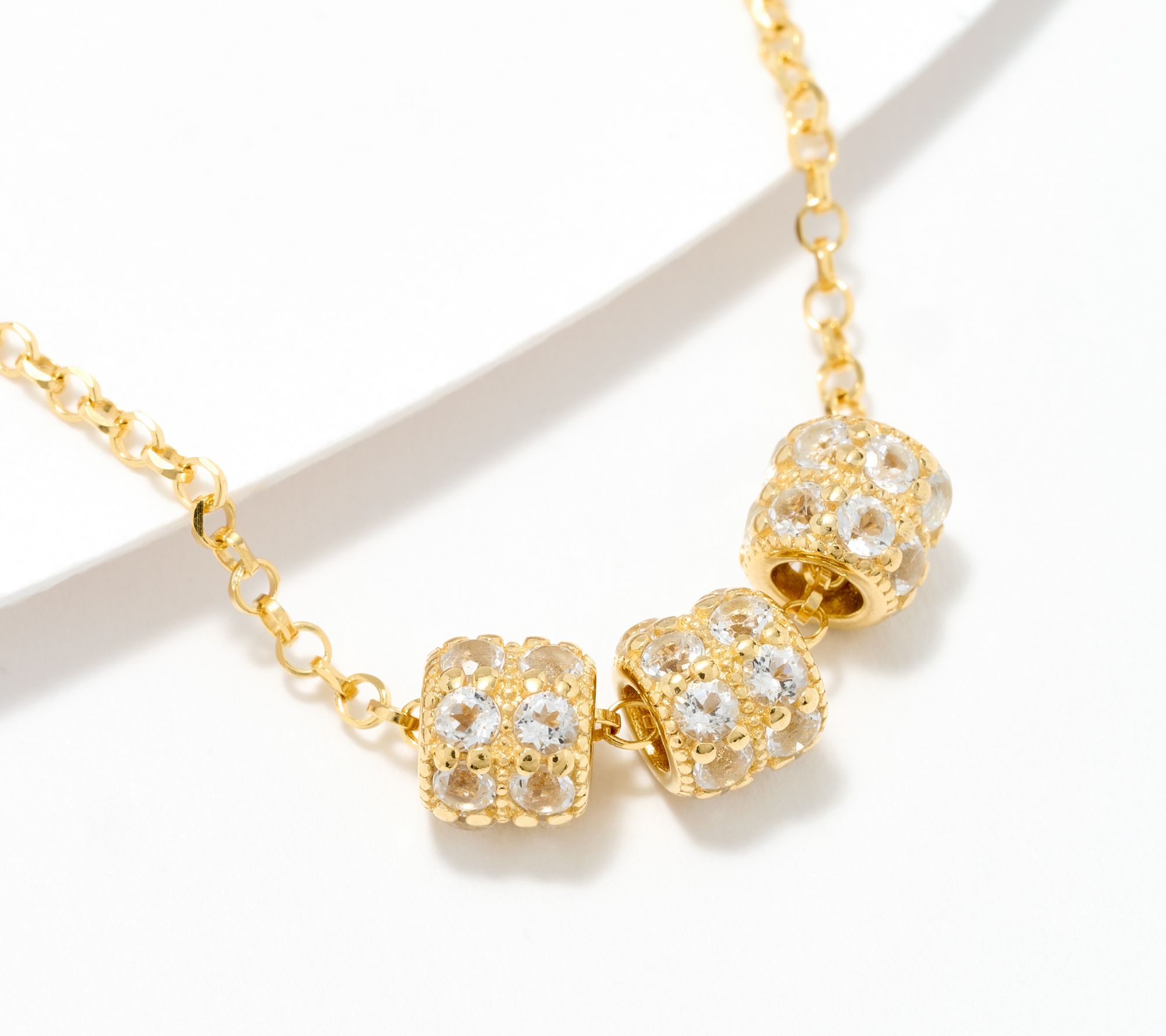 "As Is" David Markstein Sterling Sil White Topaz 3 Wishes Necklace