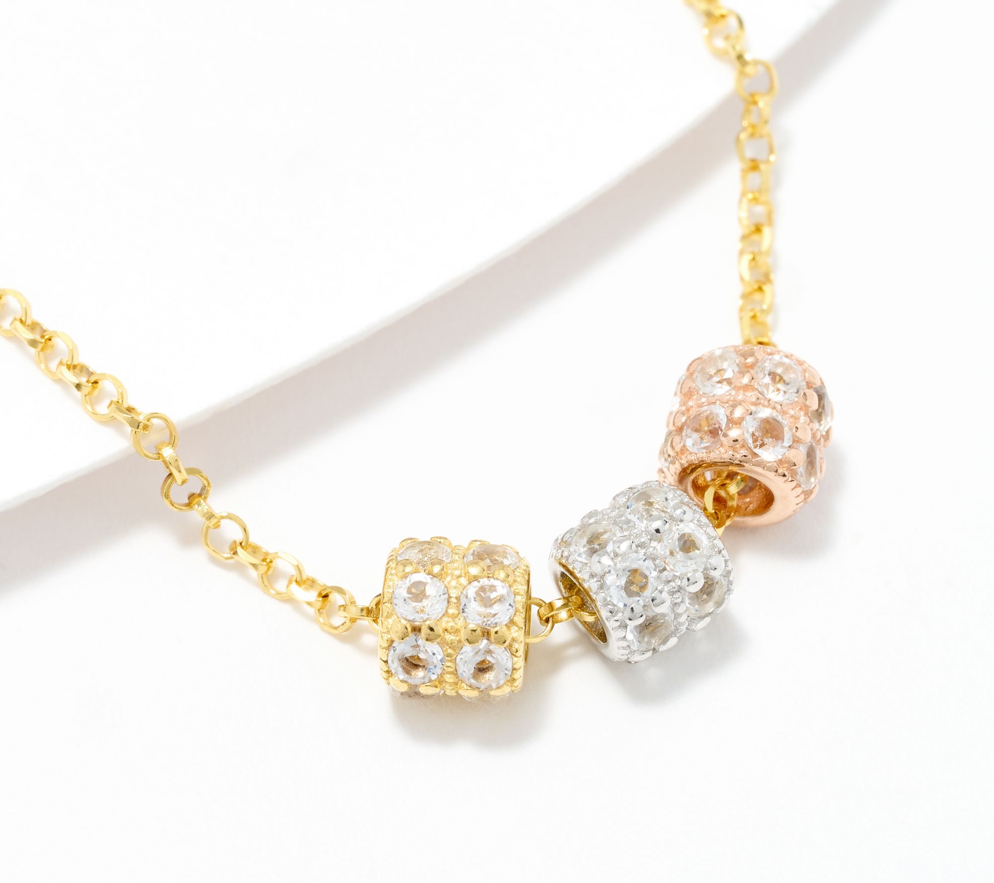 "As Is" David Markstein Sterling Sil White Topaz 3 Wishes Necklace