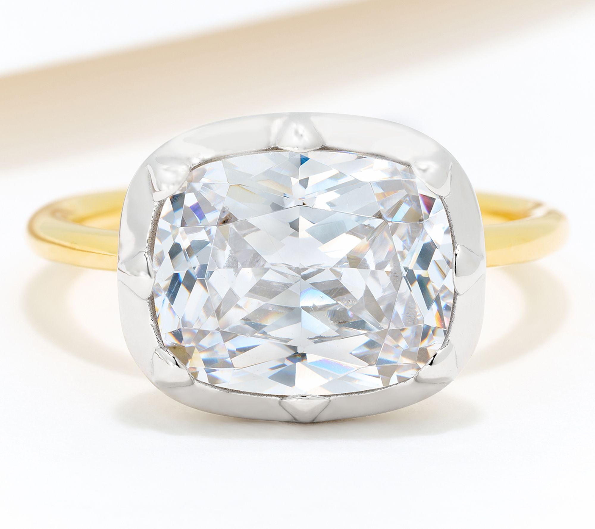 "As Is" Diamonique Classics East West Cushion Cut Ring, Sterl