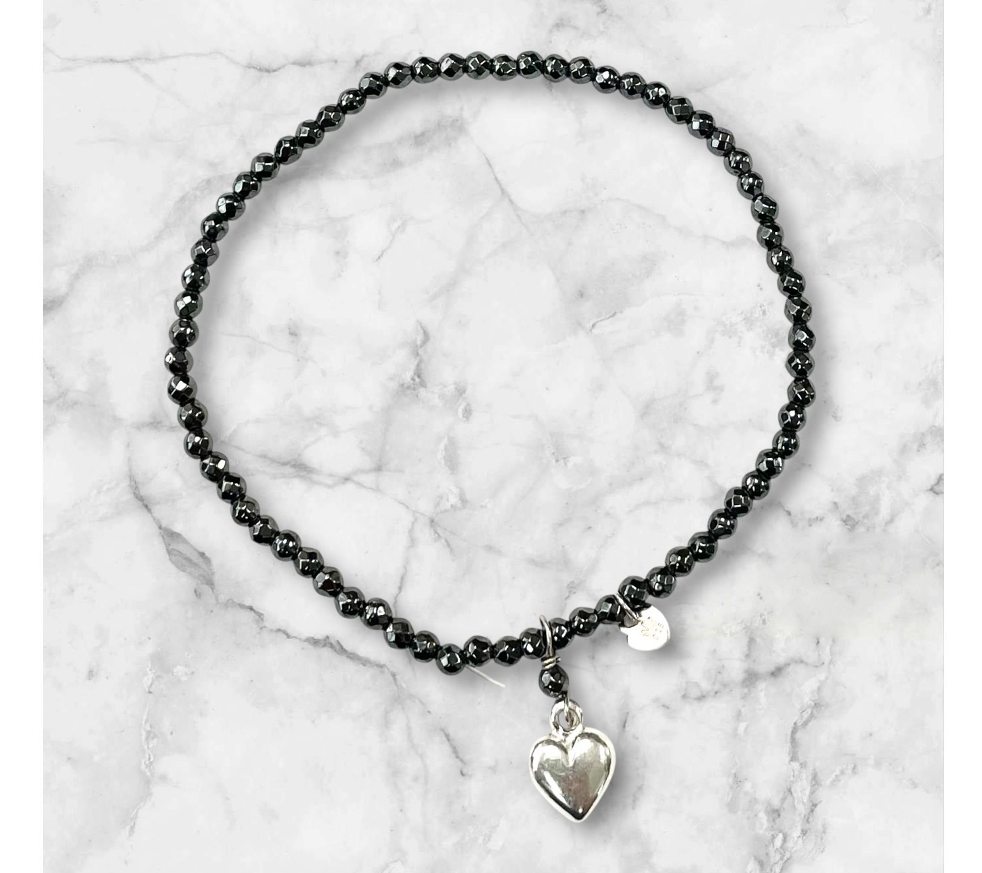 Alkeme "Sparkle in Love" Sterling Heart Hematite Bracelet