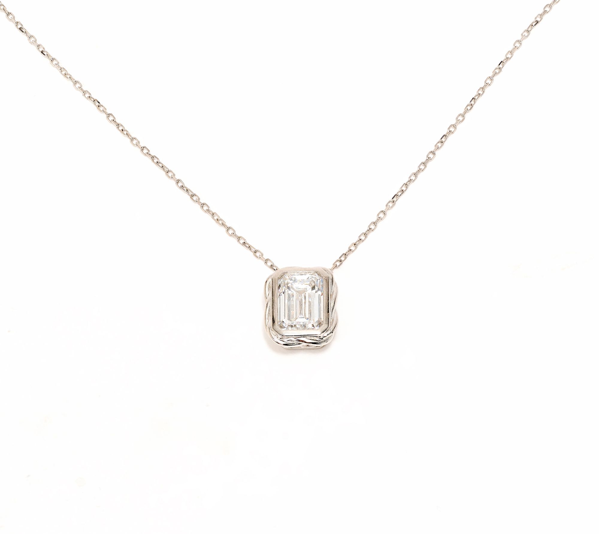 XO TACORI Lab Grown Diamond 1.50 cttw Emerald Necklace, 14K