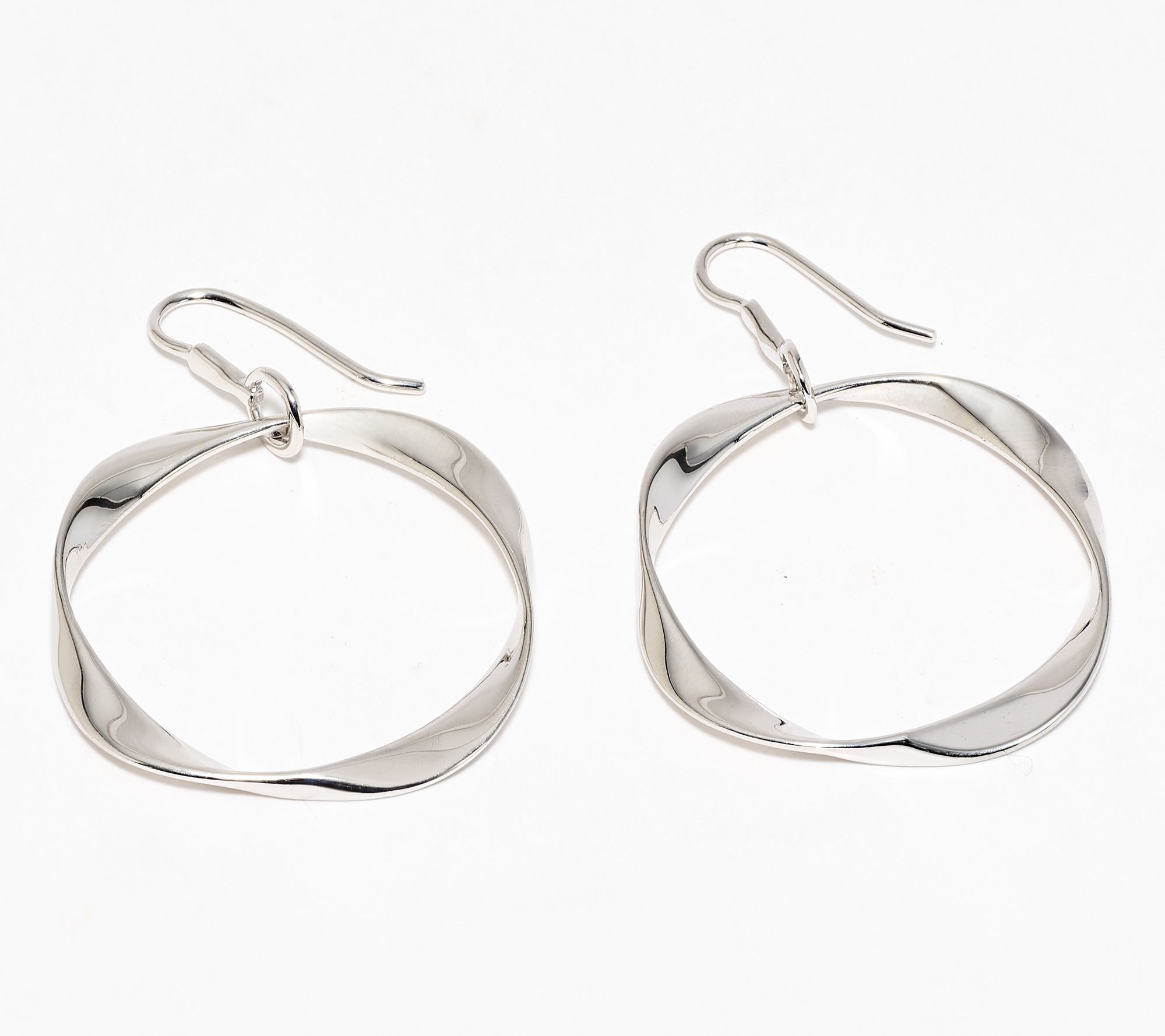 Christian James by Scott Grimes Sterling Ripple 2" Circle Drop Earrings