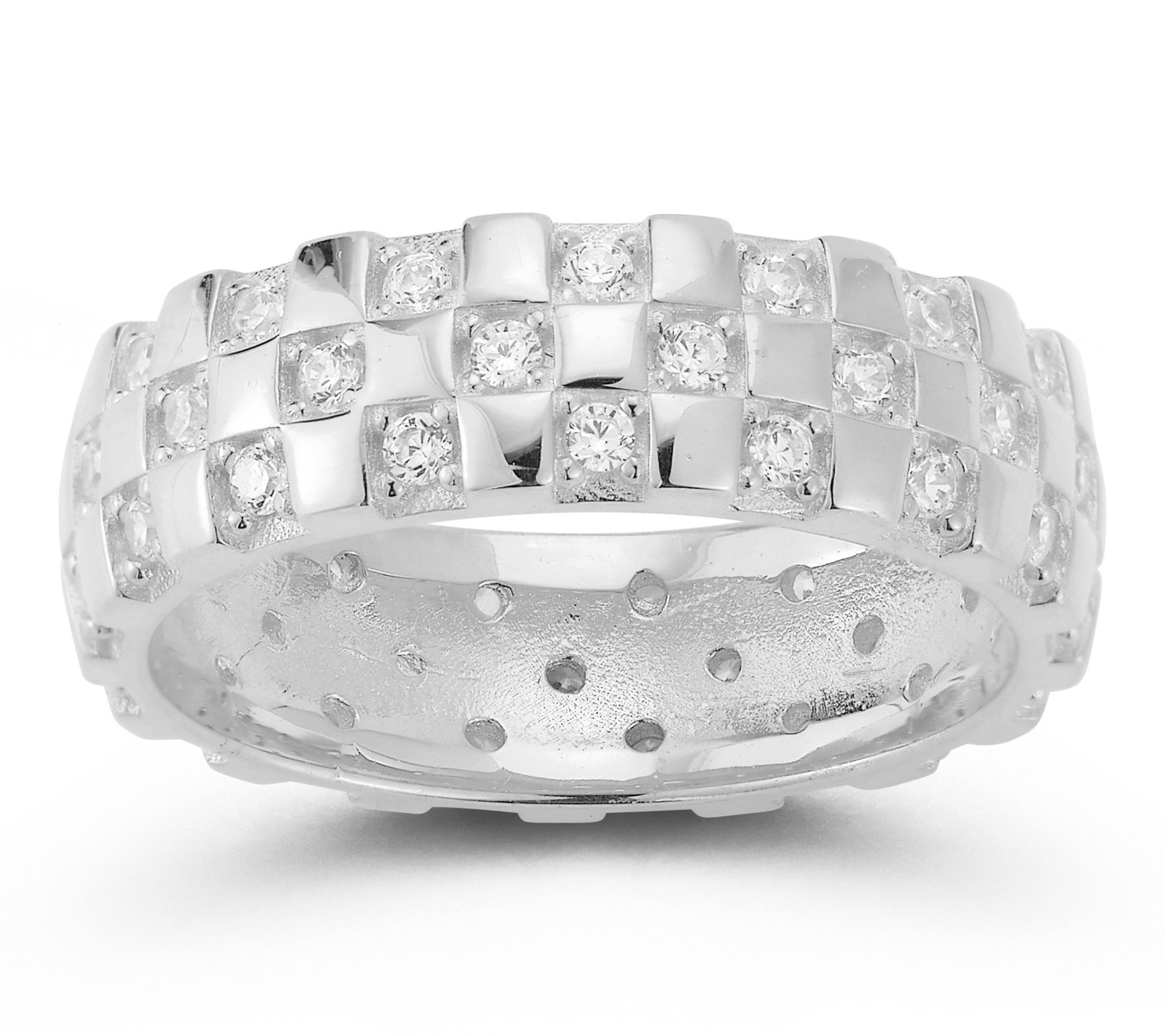 Sterlina Silver Checkered Band Ring, Sterling