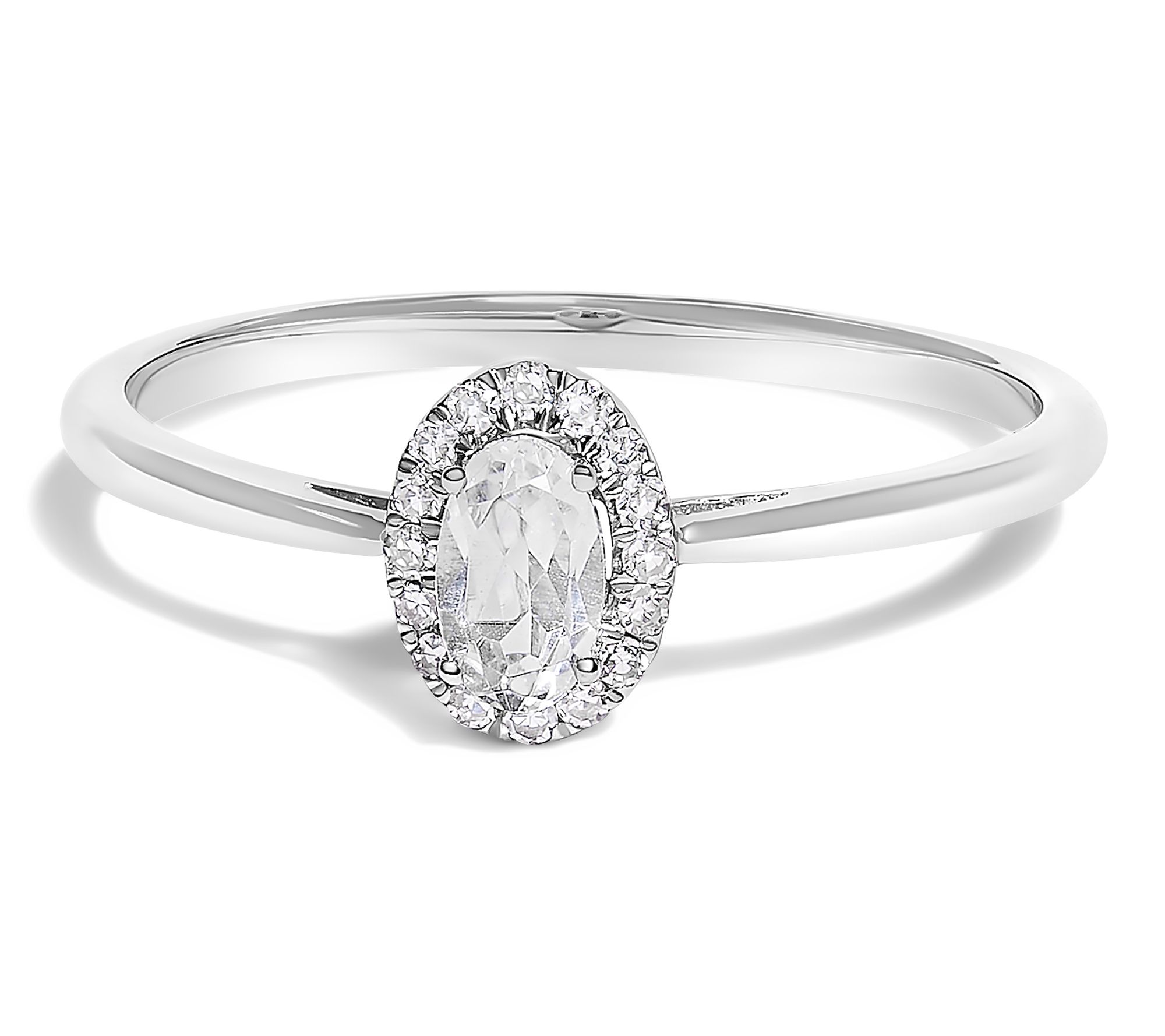 Haus of Brilliance White Topaz & Diamond Halo Ring, 10K Gold