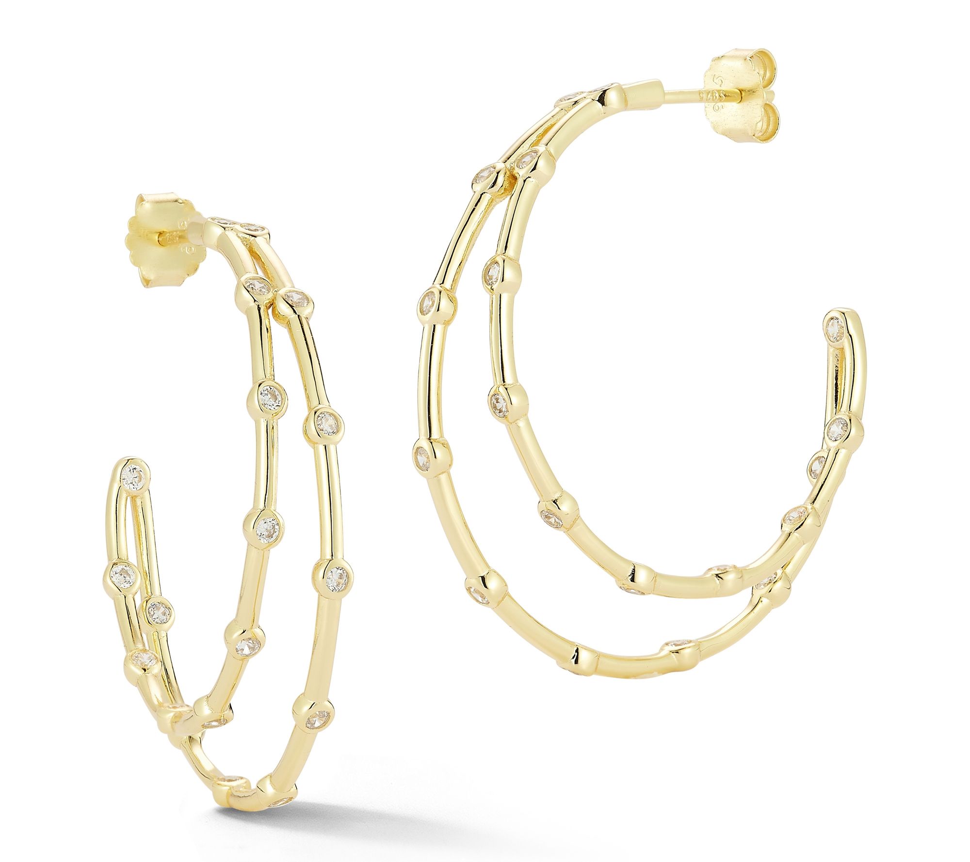 Sterlina Silver Dotted Double Hoop Earrings, Sterling