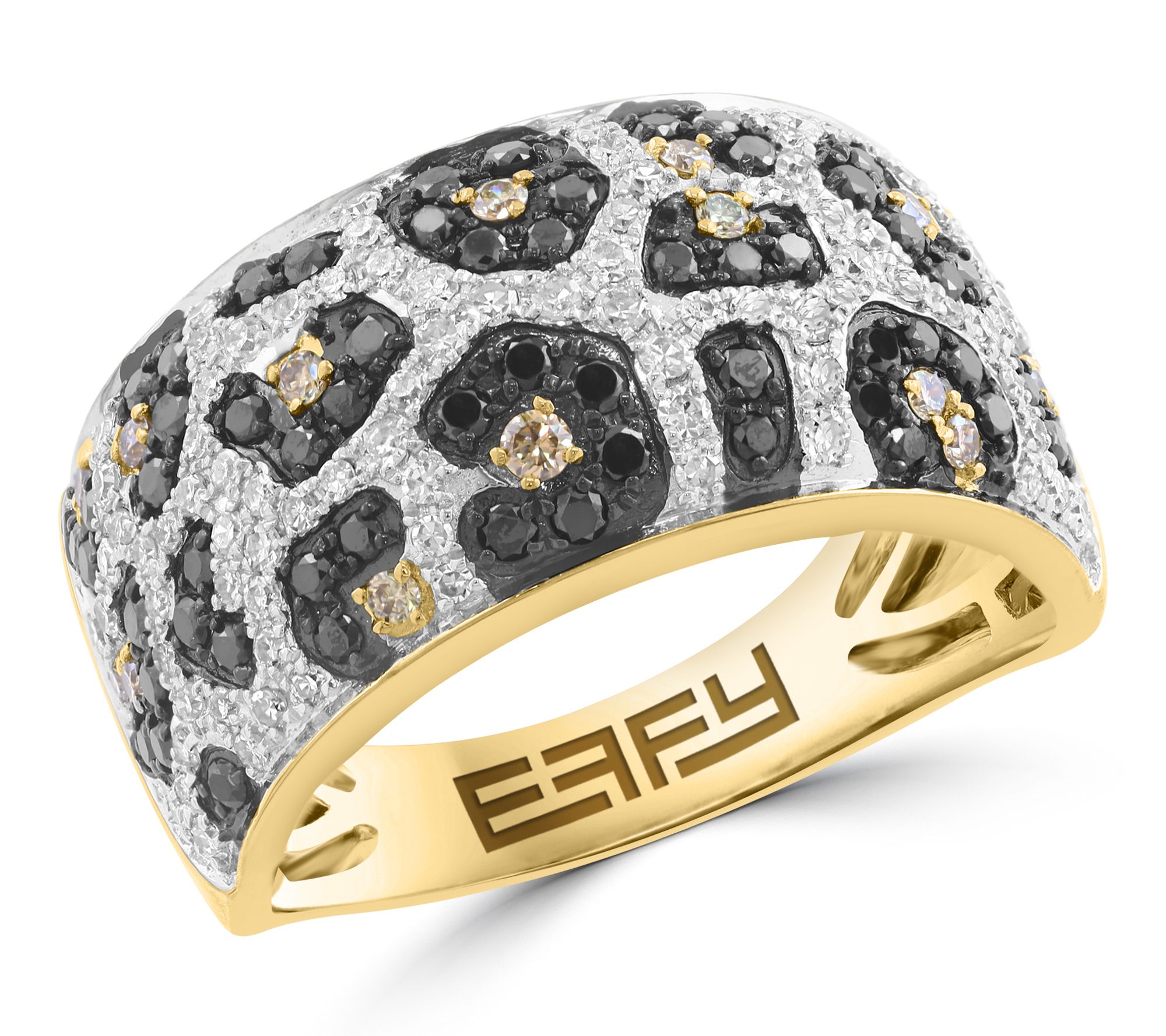 Effy Black, White & Espresso Diamond Leopard Ring, 14K Gold