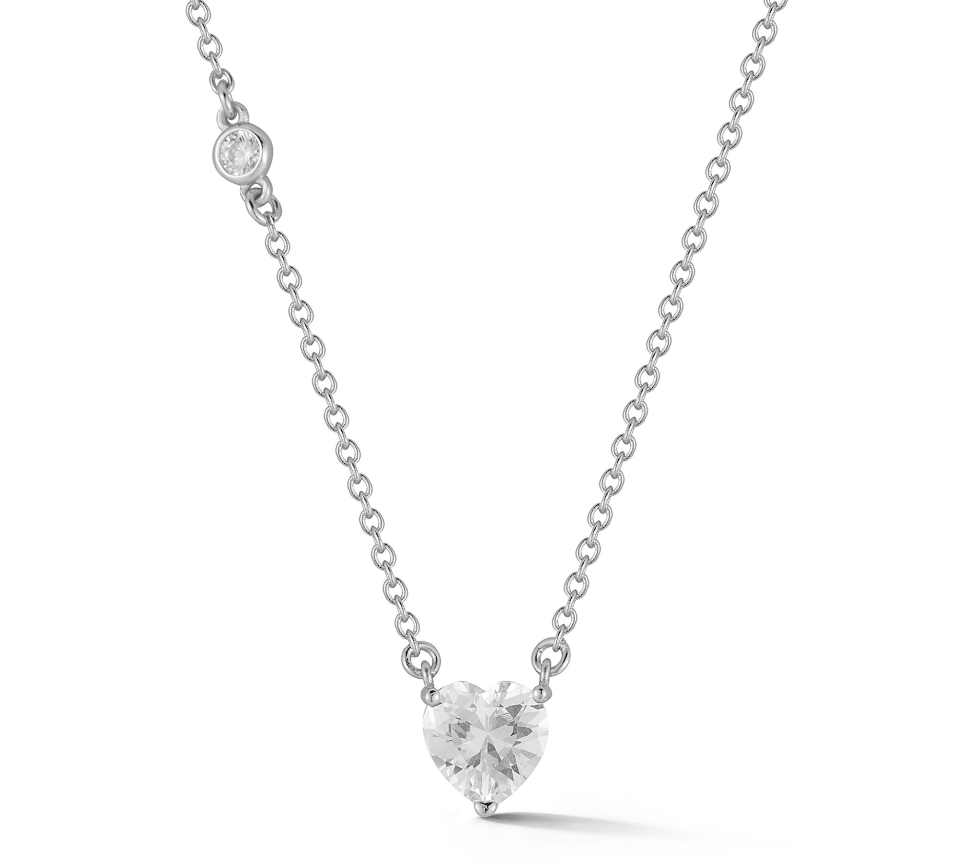 Sterlina Silver Heart Solitaire Necklace, Sterling