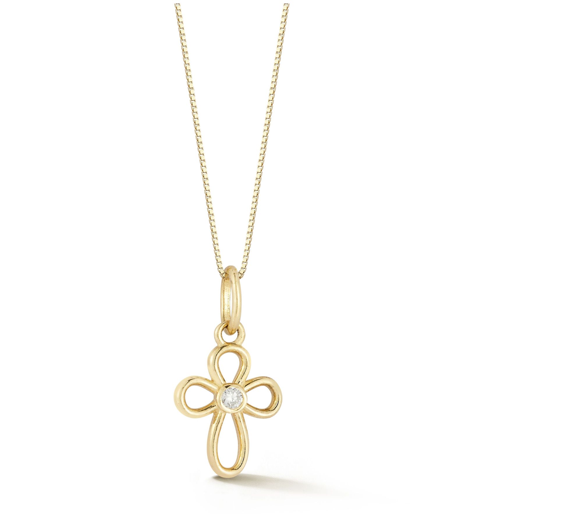 Italian Gold Diamond Bubble Cross Pendant w/ Chain, 14K