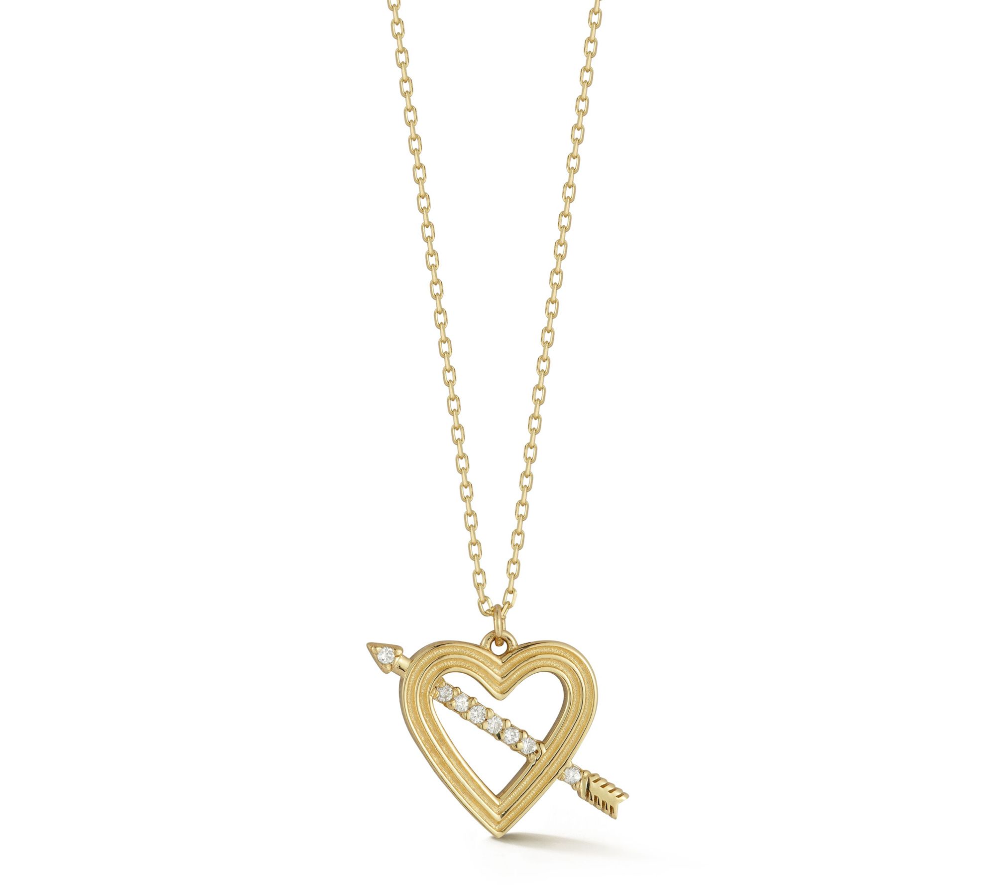 Luminosa Gold Diamond Heart & Arrow Pendant w/Chain, 14K