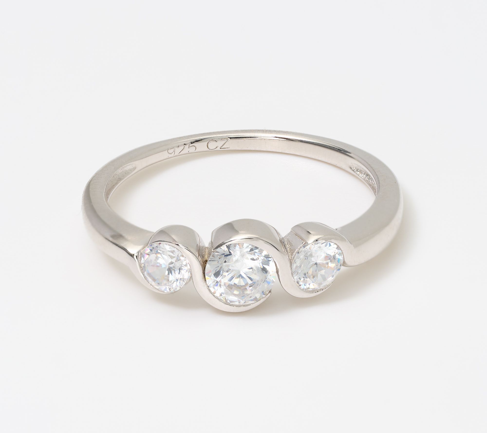 Diamonique Woven Tri-Stone Ring, Sterling Silver