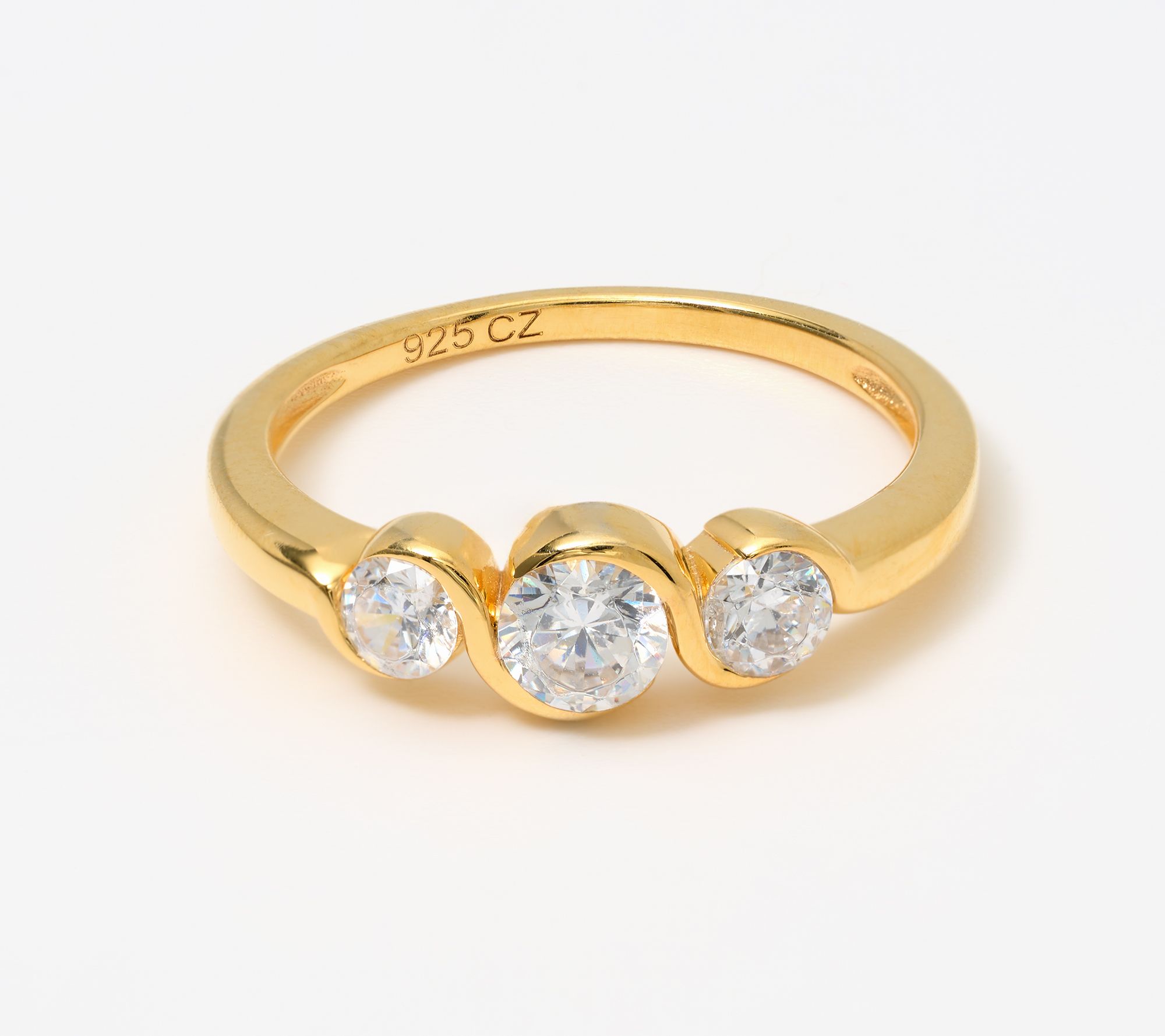 Diamonique Woven Tri-Stone Ring, Sterling Silver