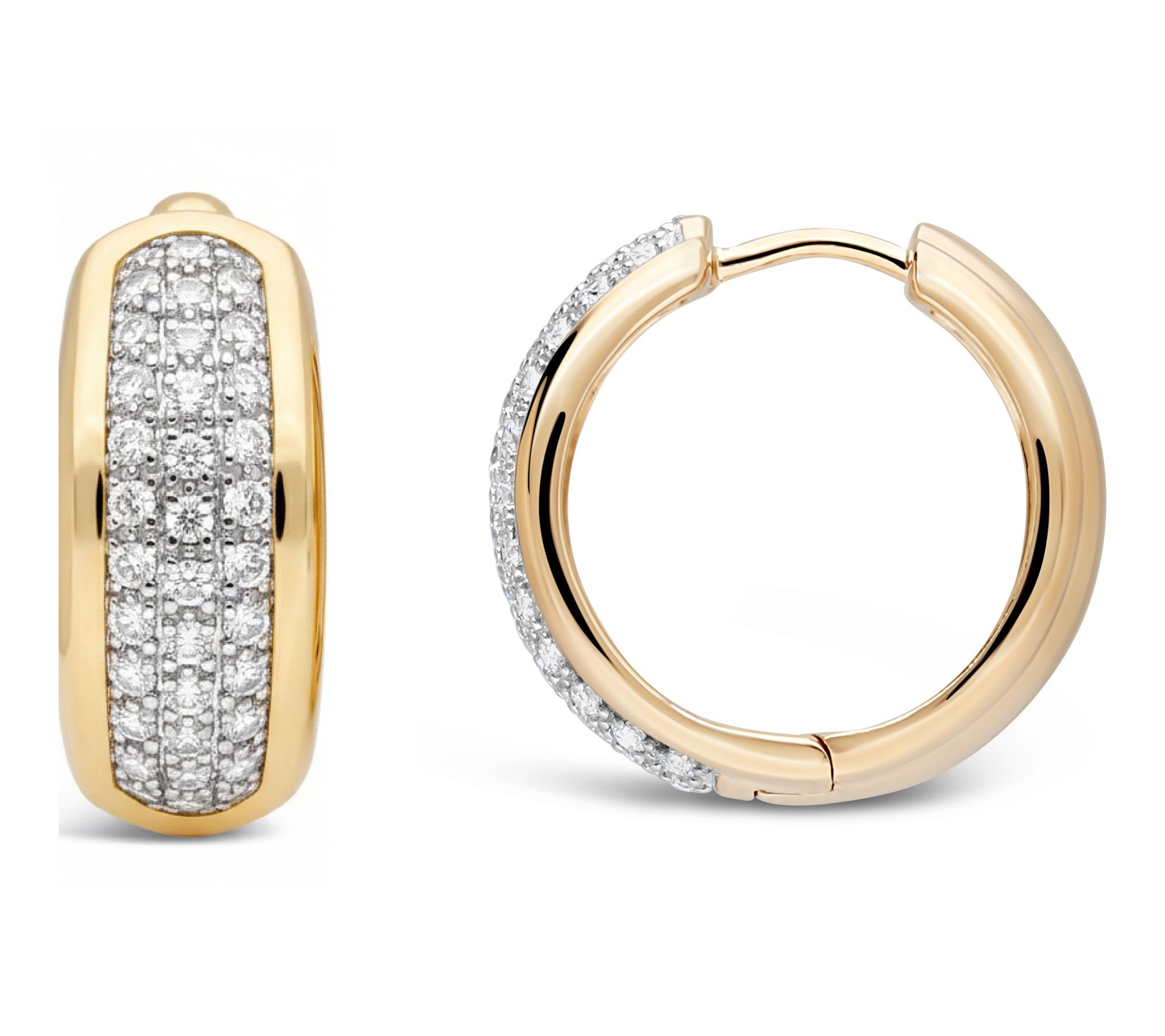 Ariva 18K Gold Clad Diamonique Pave Hoop Earrings