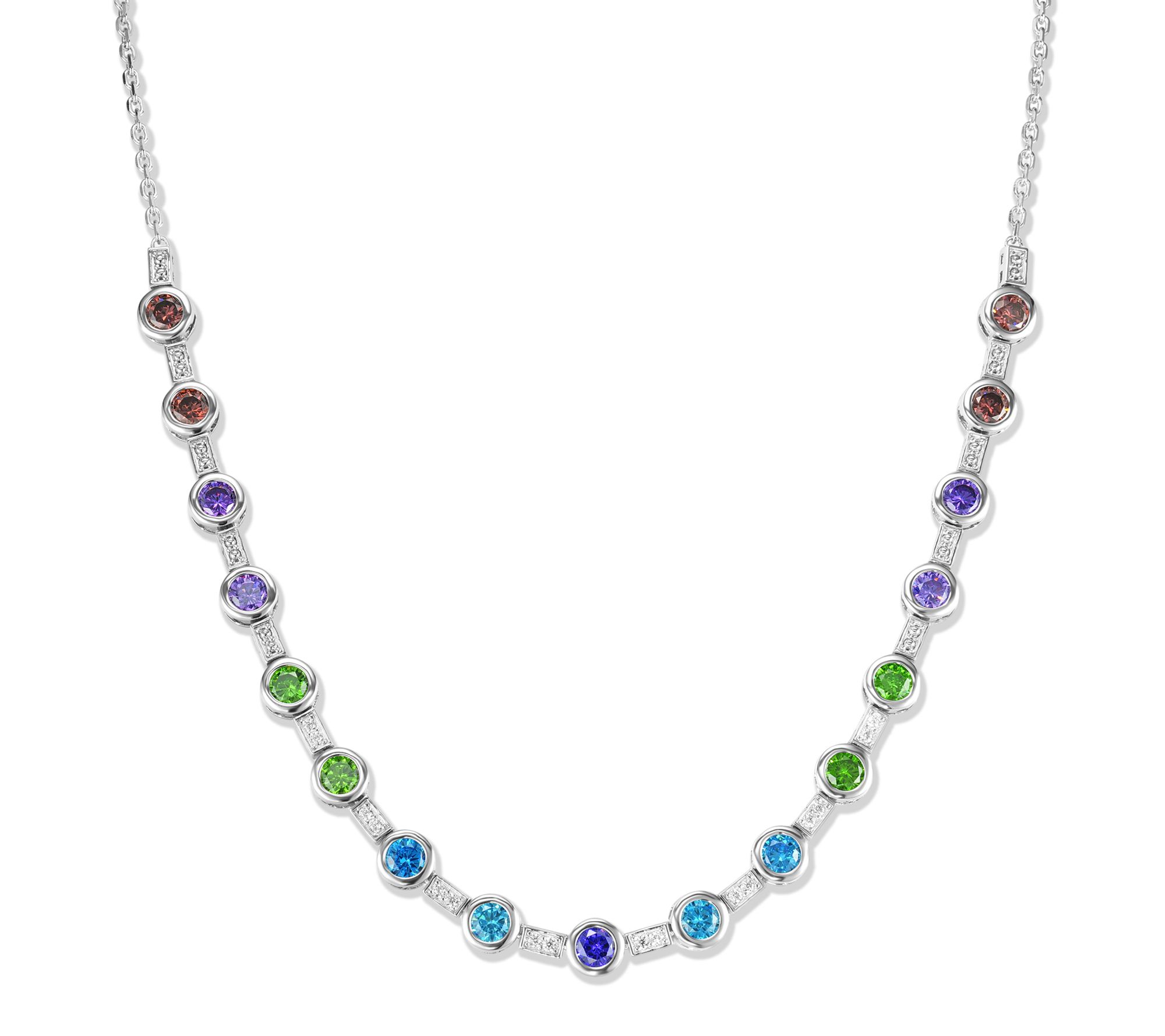 Diamonique x Kathy Touch of Color Necklace, Sterling Silver