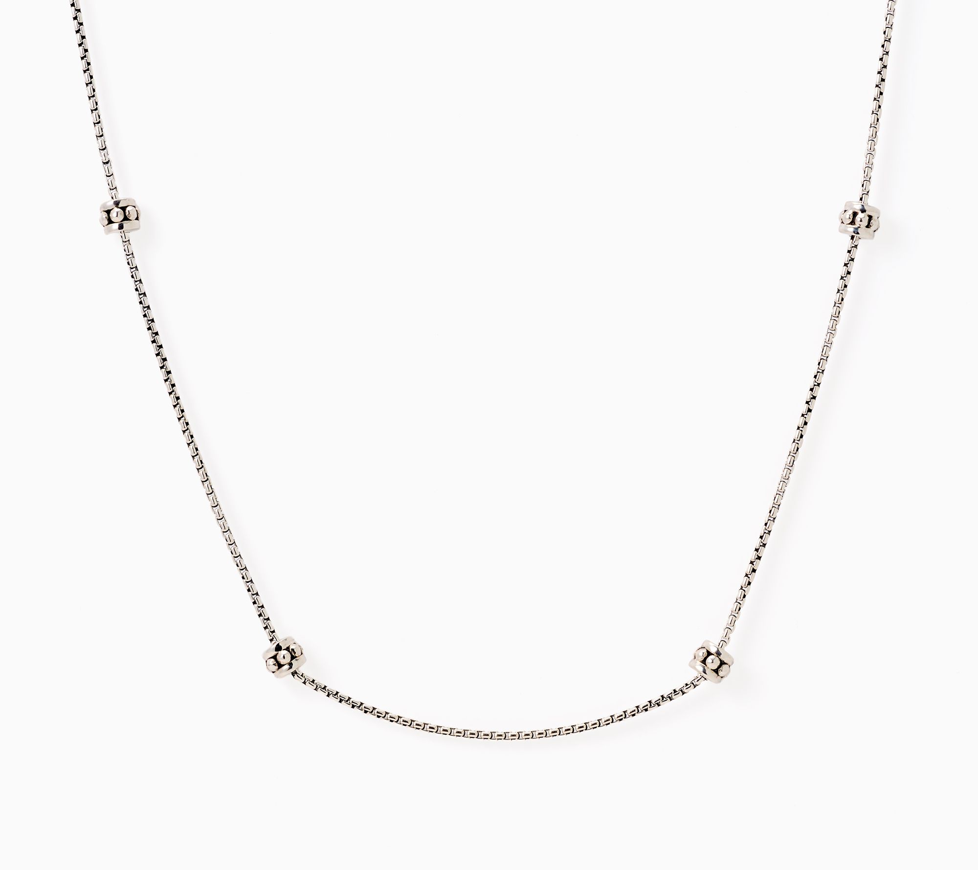 JAI Sterling Silver Baby Box Chain Shimmer Bead Necklace, 24"