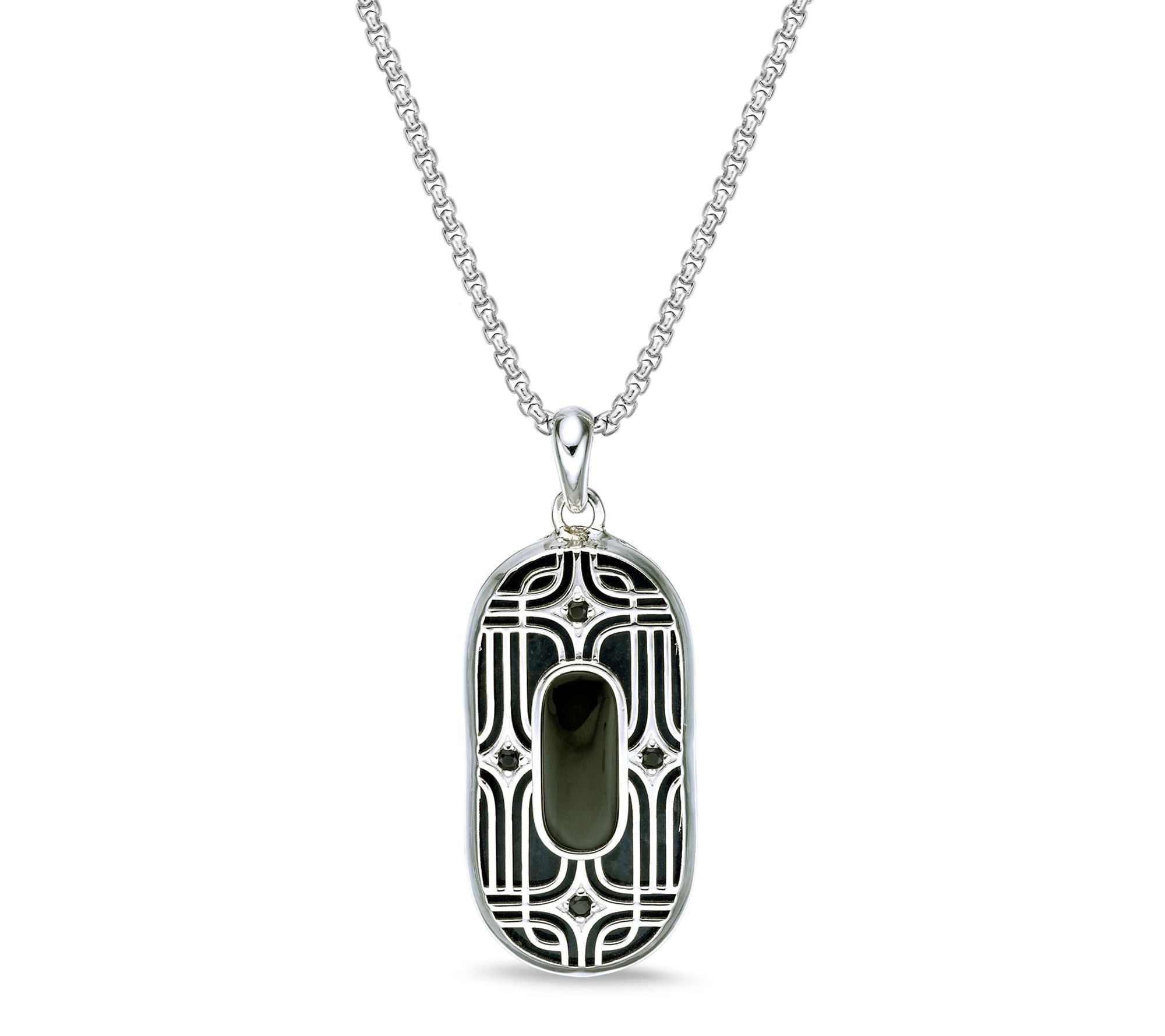 LYNX Men's Sterling Silver Onyx & Sodalite Pendant w/ Chain