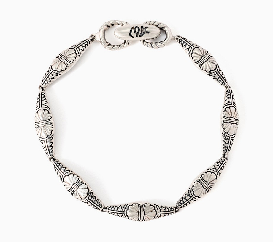 American West Sterling Silver Tapered Concha Link Bracelet