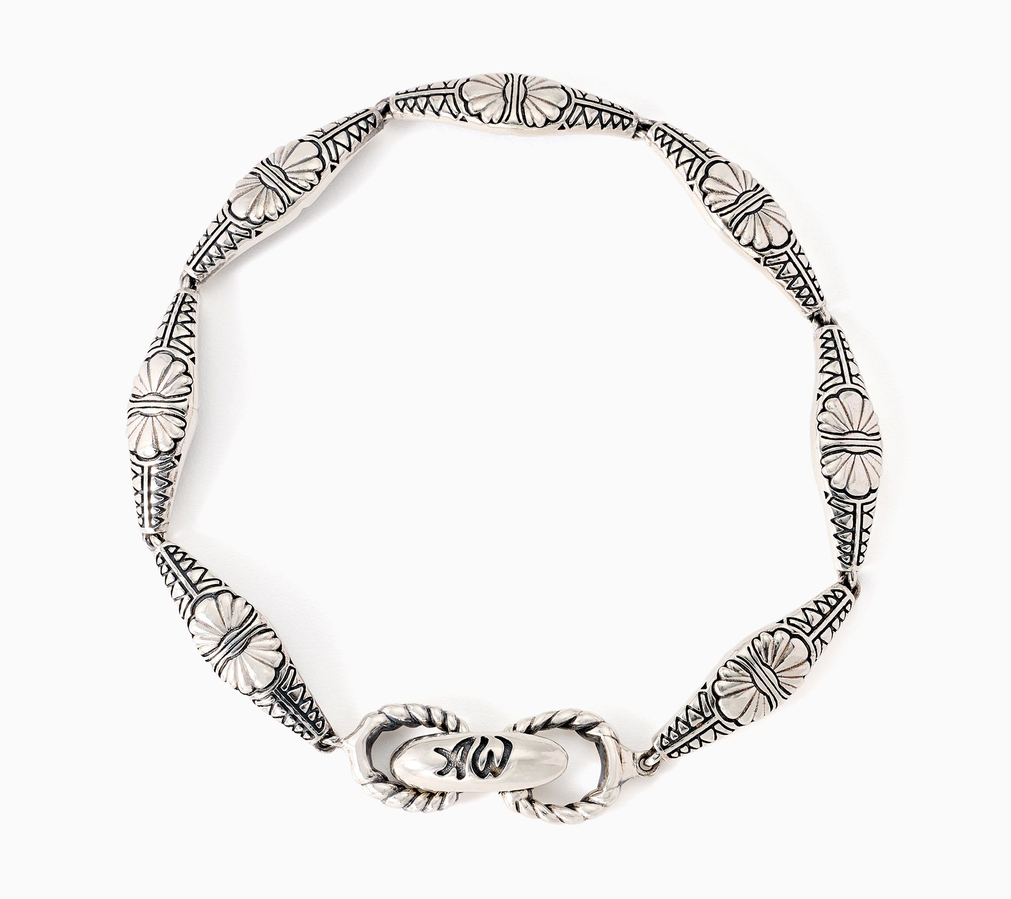 American West Sterling Silver Tapered Concha Link Bracelet | QVC
