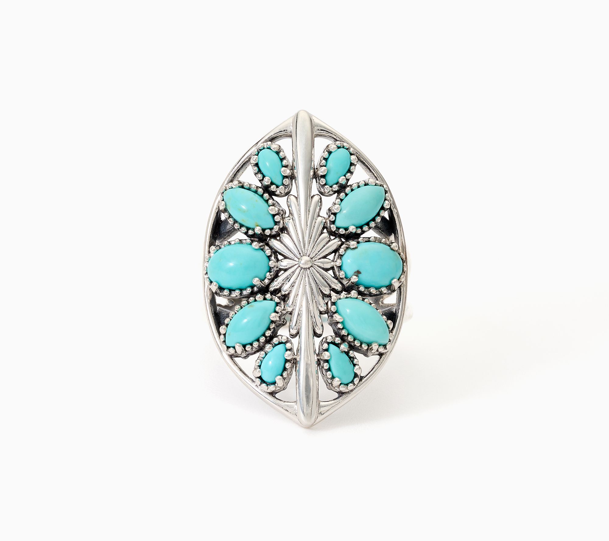 American West Sterling Silver Marquise Gemstone Cluster Ring