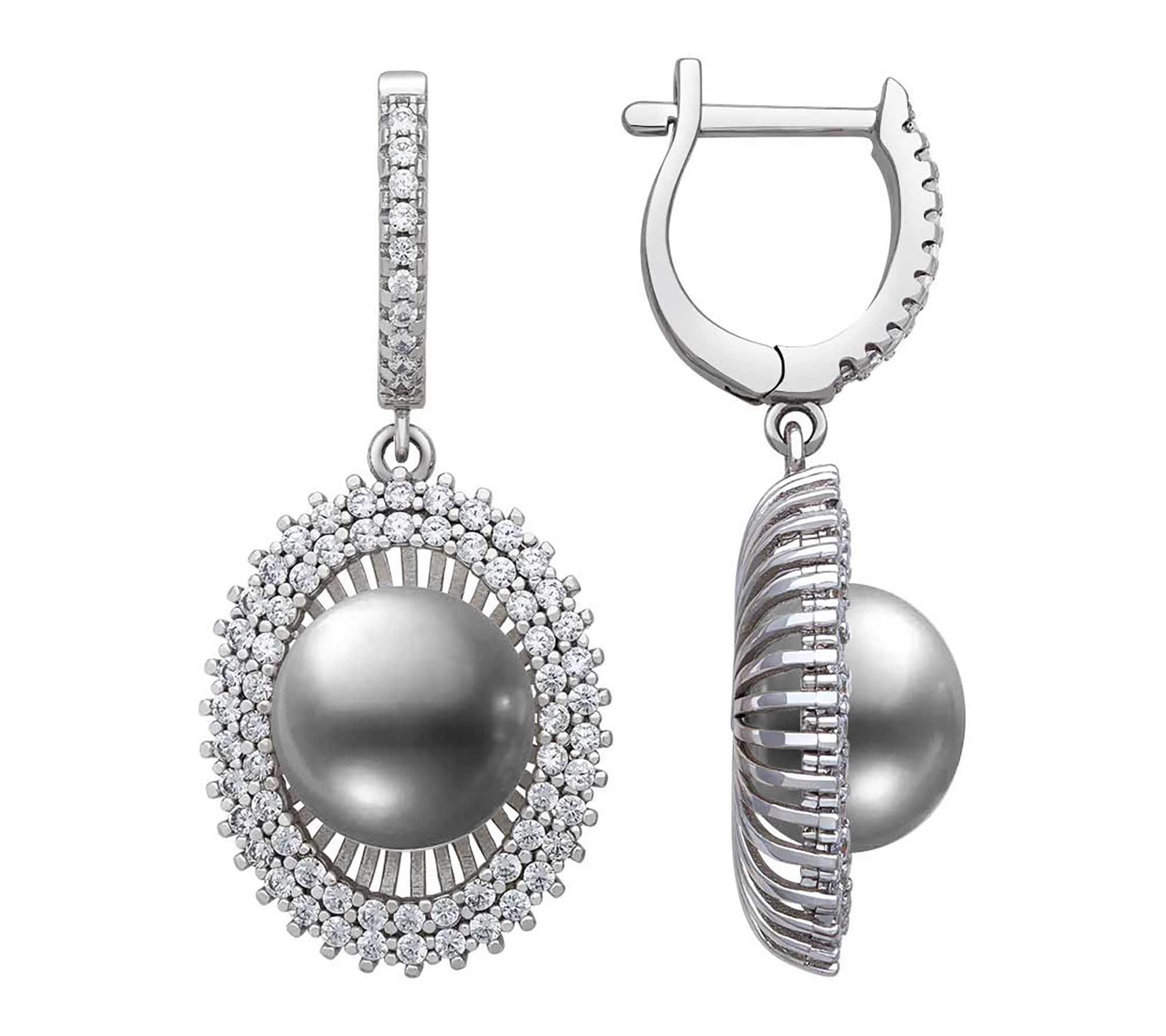Amour De Pearl Grey Cultured Pearl & Topaz Earrings, Sterling