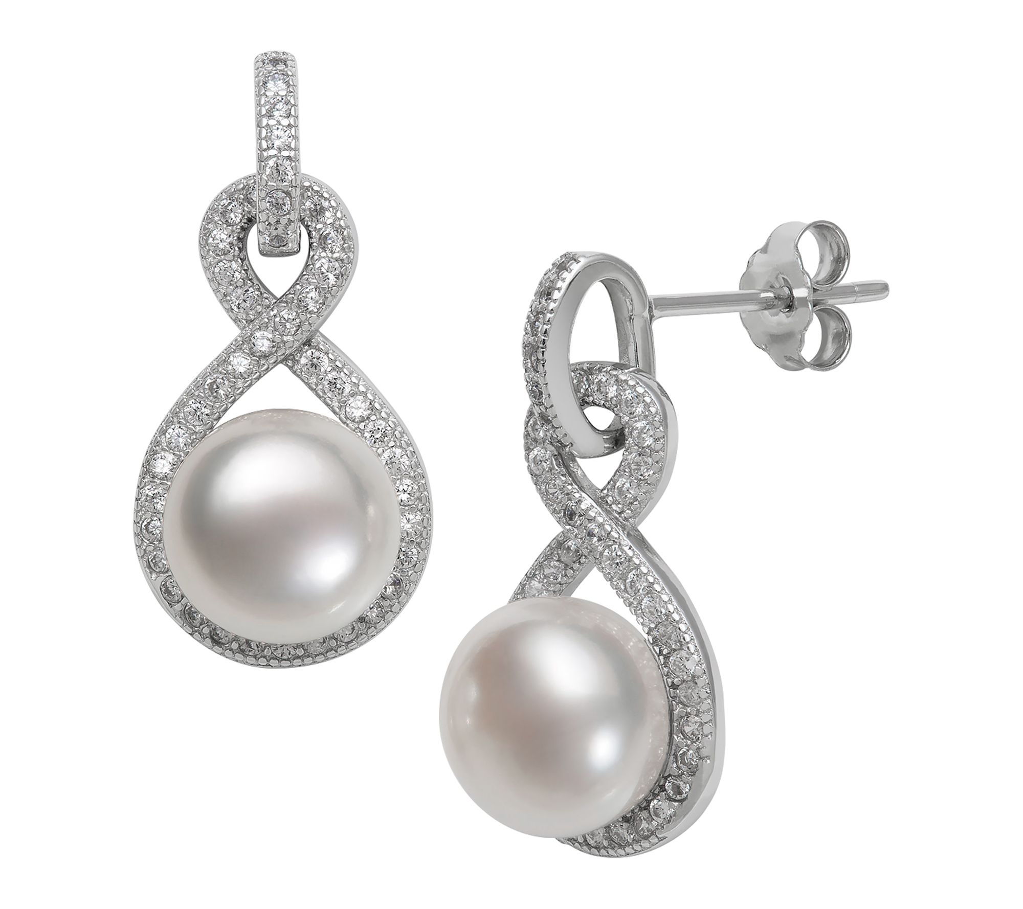 Amour De Pearl White Cultured Pearl Earrings, Sterling