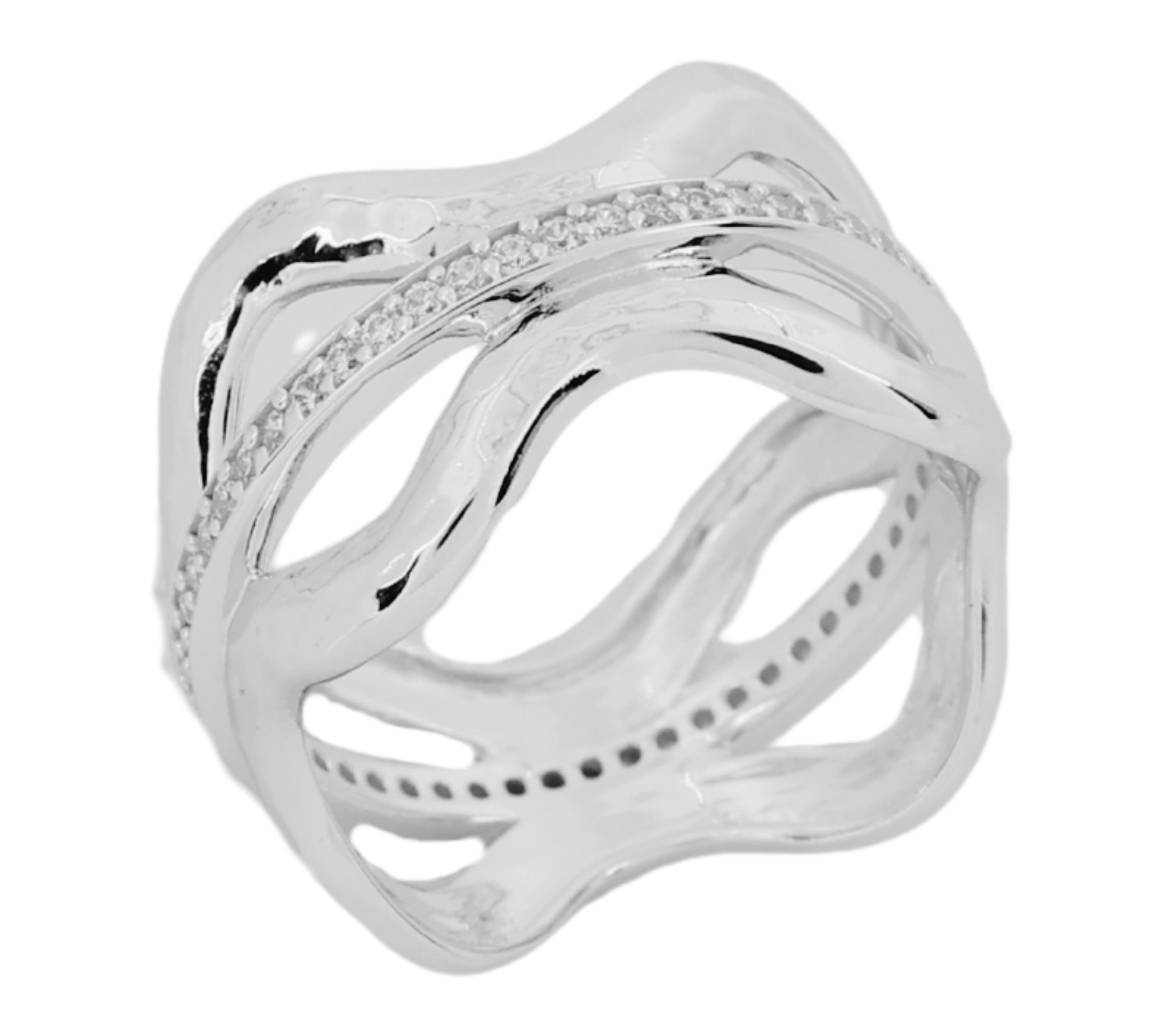 Diamonique Open Band Ring, Sterling Silver