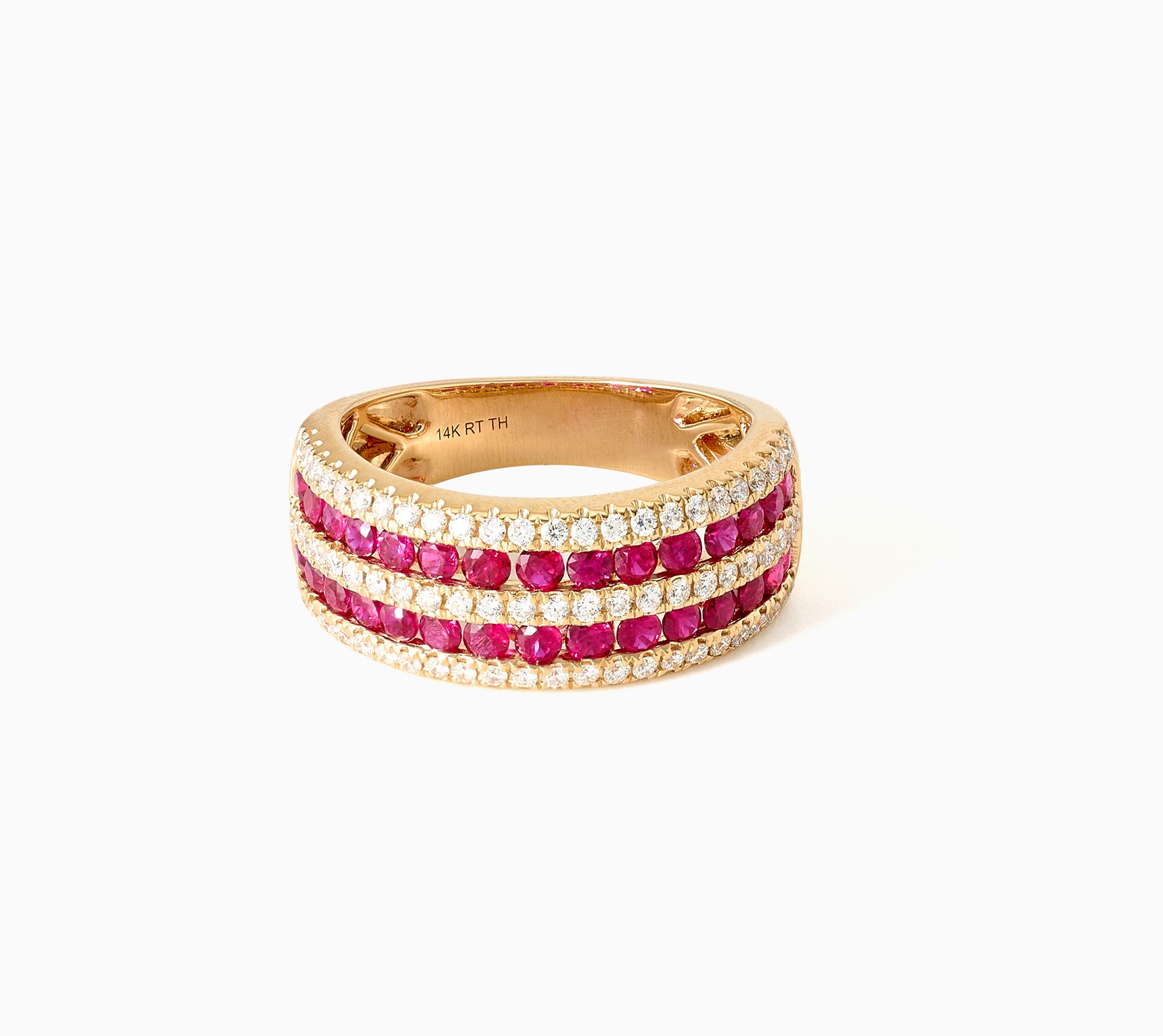 Color by Jeff Moseley 1.00 ctw Ruby 5-Row Band Ring 14K Gold