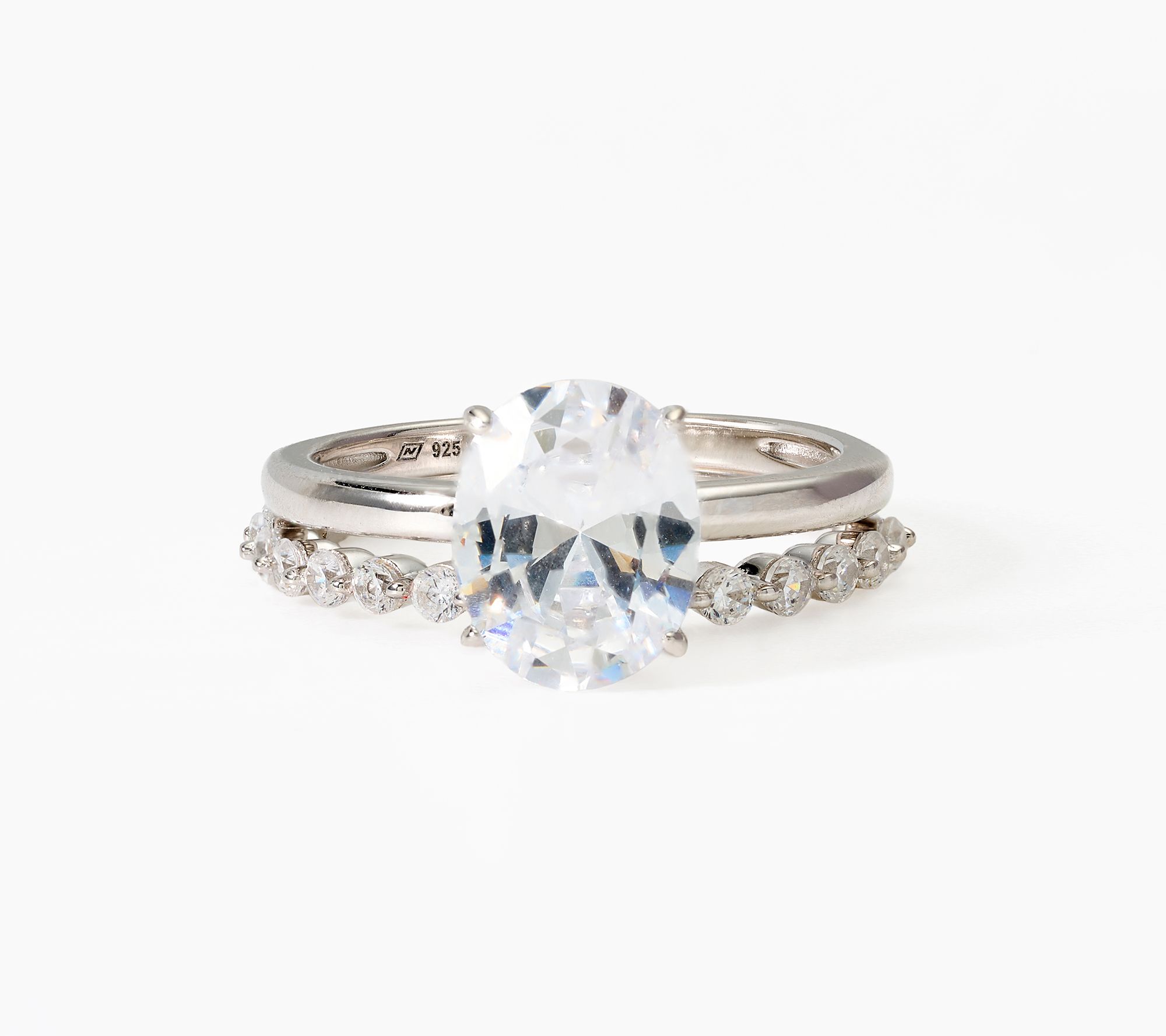 Diamonique Classics Bridal Ring Set, Sterling Silver