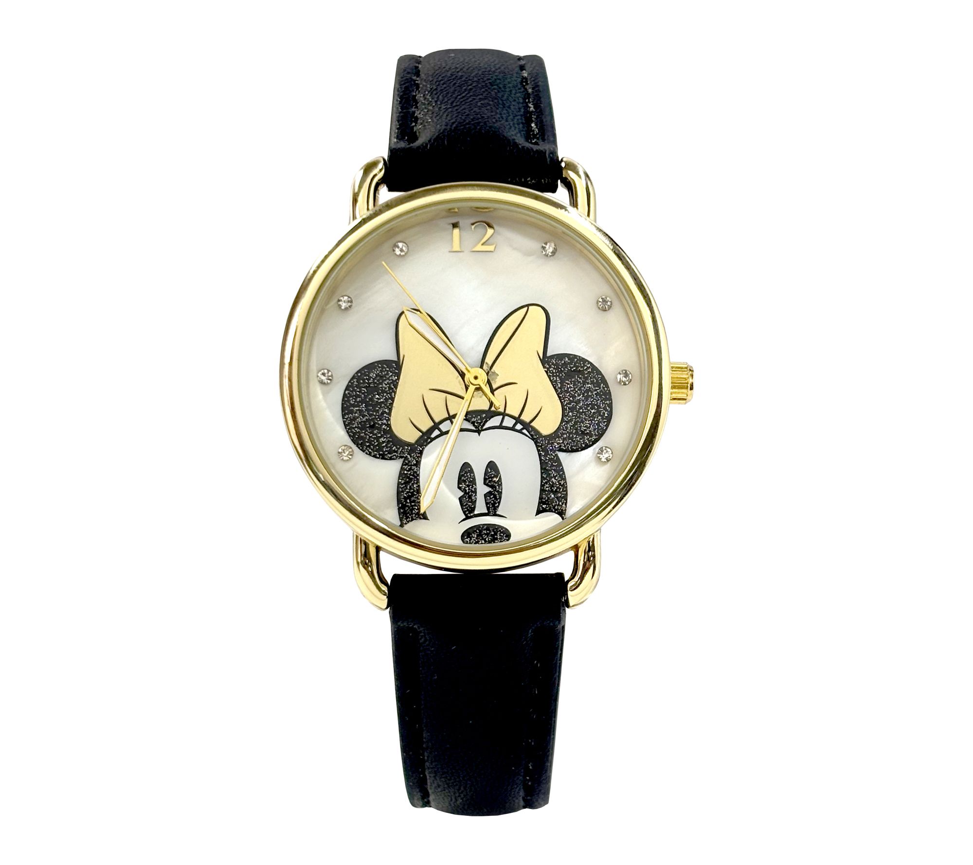 Disney Minnie Mouse Analog Adult Watch Black Strap