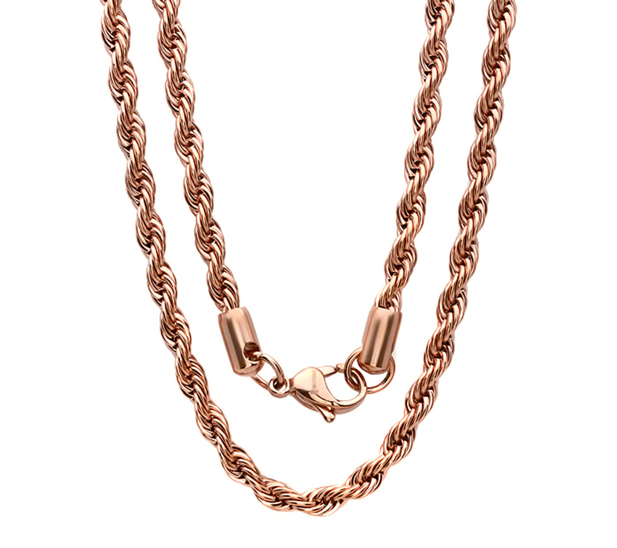 Steel By Design 18k Rose Gold Plated Rope Chain Necklace