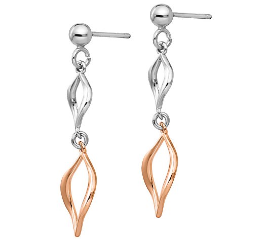 Polished 14k Rose Gold Whale Tail Dangle Earrings