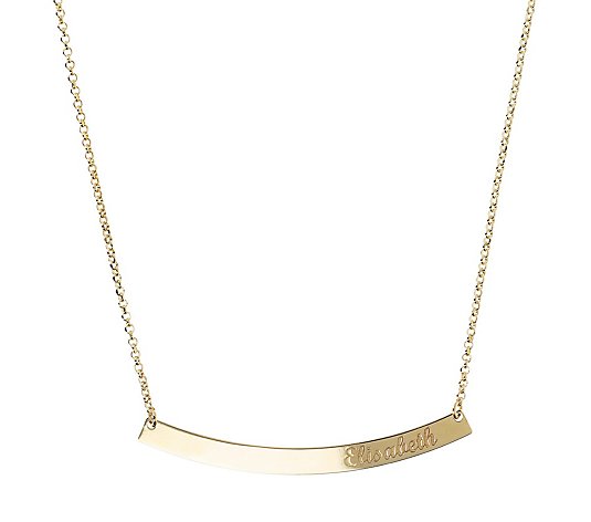 Veronese 18K Clad Personalized Curved Bar Necklace