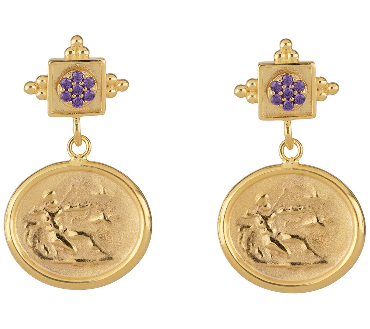 Tagliamonte 18K Plated Sterling Cameo Gem stone Earrings