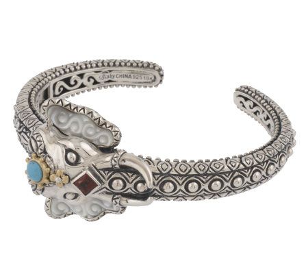 Barbara Bixby Maharaja's Ride Elephant Cuff Bracelet Sterling/18K - QVC.com