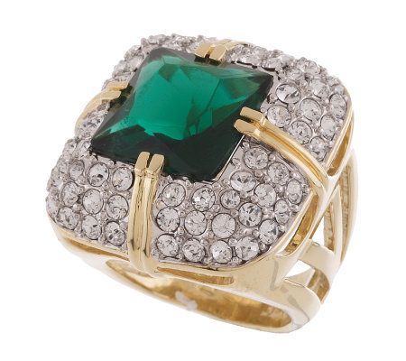 Rachel Zoe Simulated Emerald and Pave' Ring - QVC.com