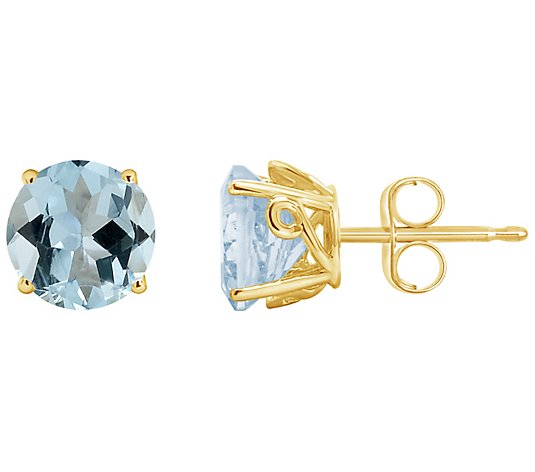 2.00 ct tw Aquamarine Fancy Gemstone Stud Earrings, 14K Gold