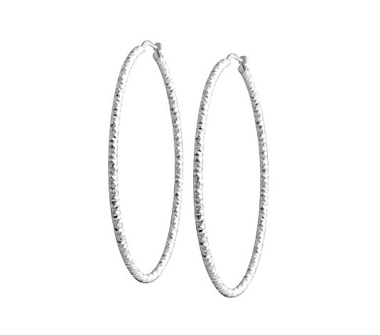 UltraFine Silver 2" Diamond-Cut Round Hoop Earrings