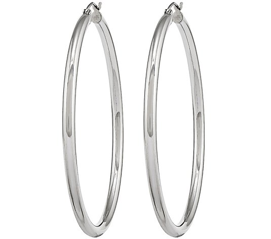 FB Jewels Solid Sterling Silver Blue And White Diamond Heart Hinged Hoop Earrings