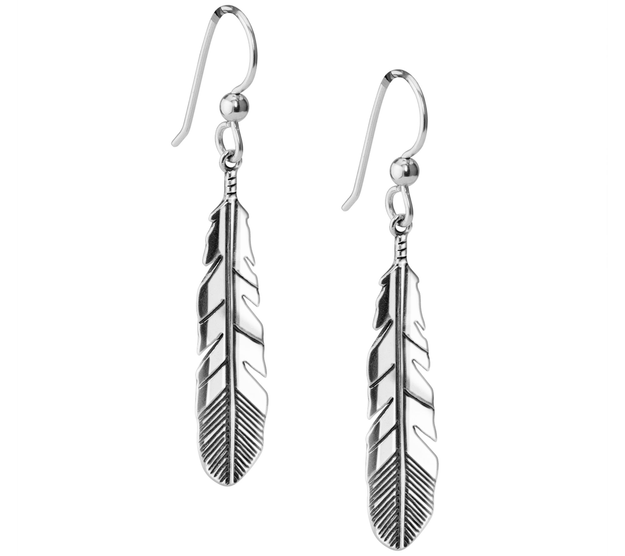 American West Feather Dangle Earrings, SterlingSilver - QVC.com