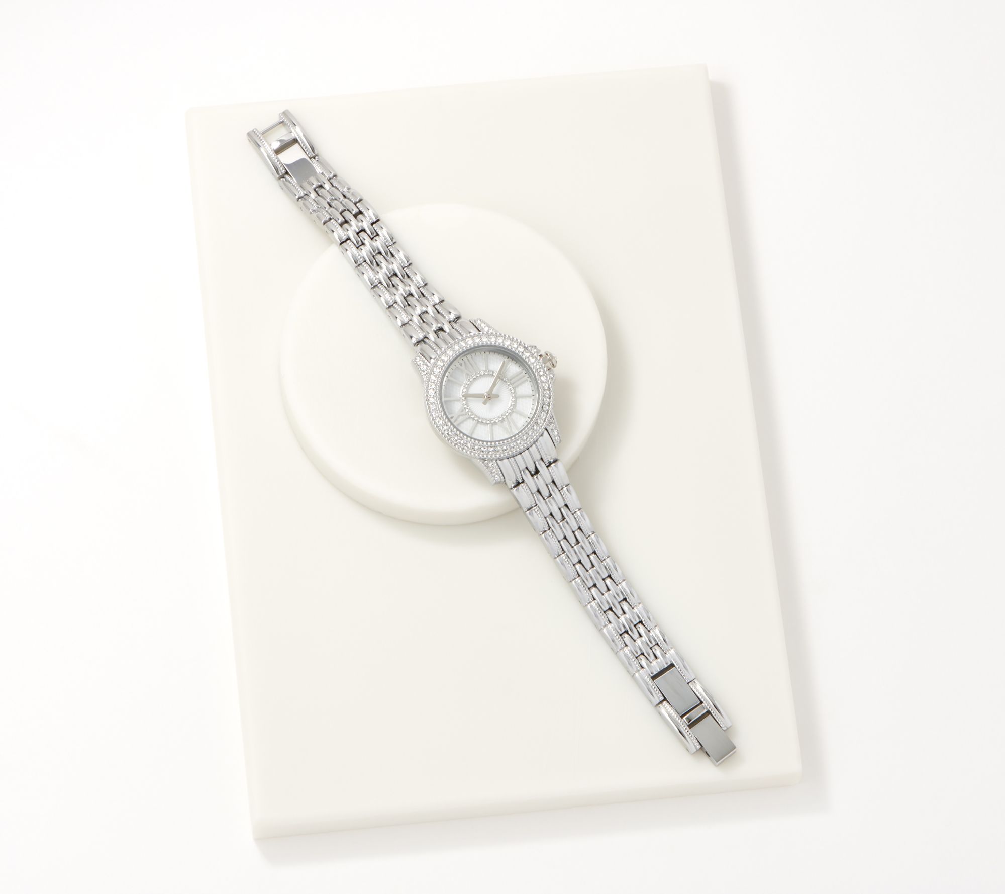 Diamonique Clear Bracelet Watch, Stainless Steel - QVC.com