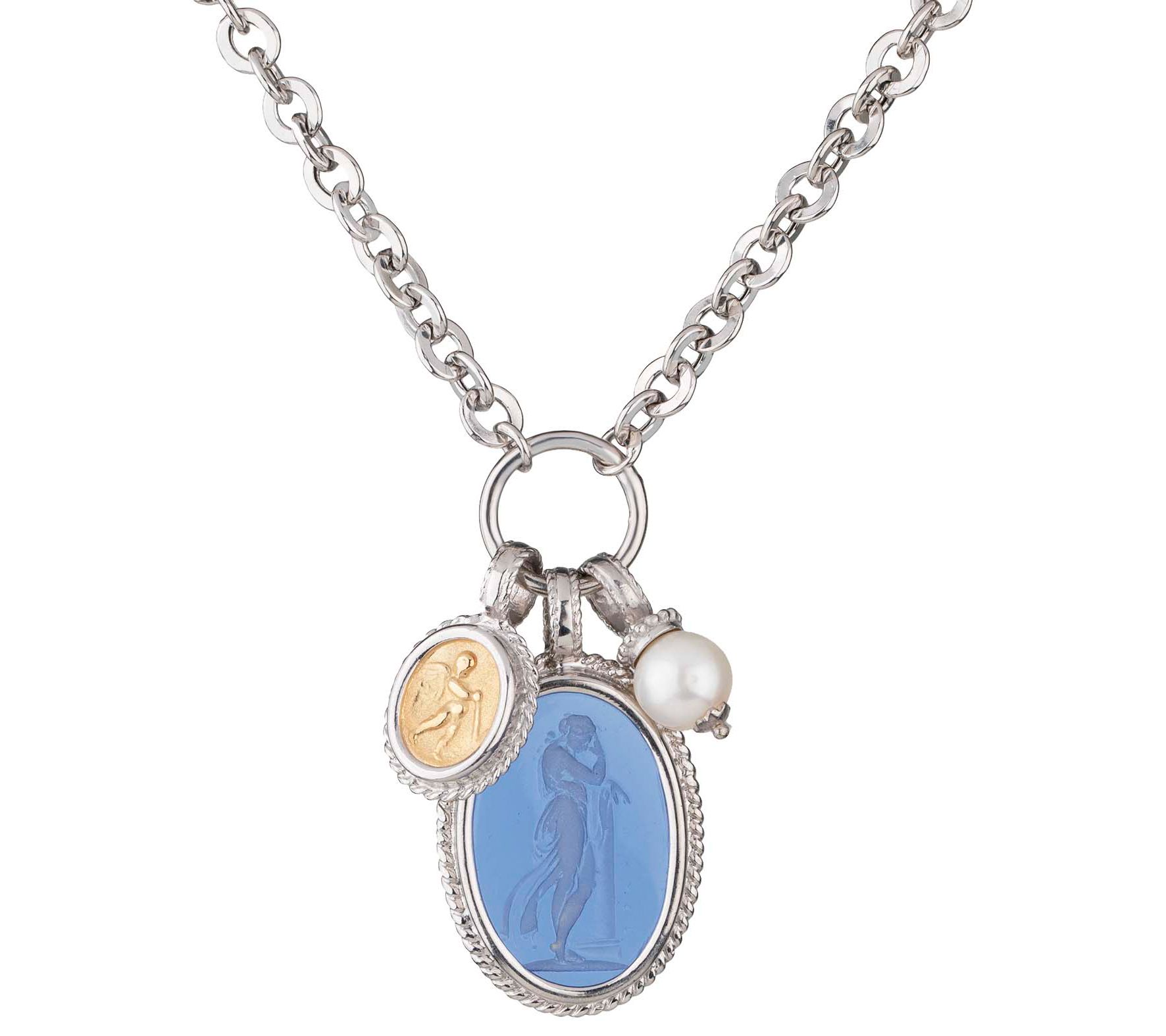 Tagliamonte Sterling Silver & 18K Cameo Charm N ecklace