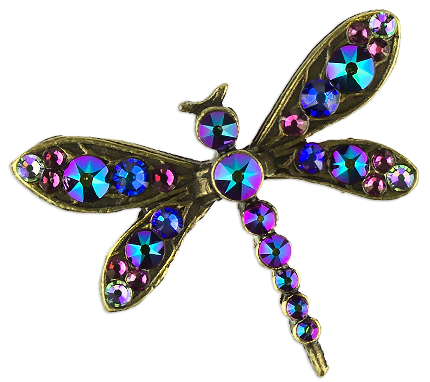 Anne Koplik Crystal Dark Multi-Colo r Dragonfly Pin