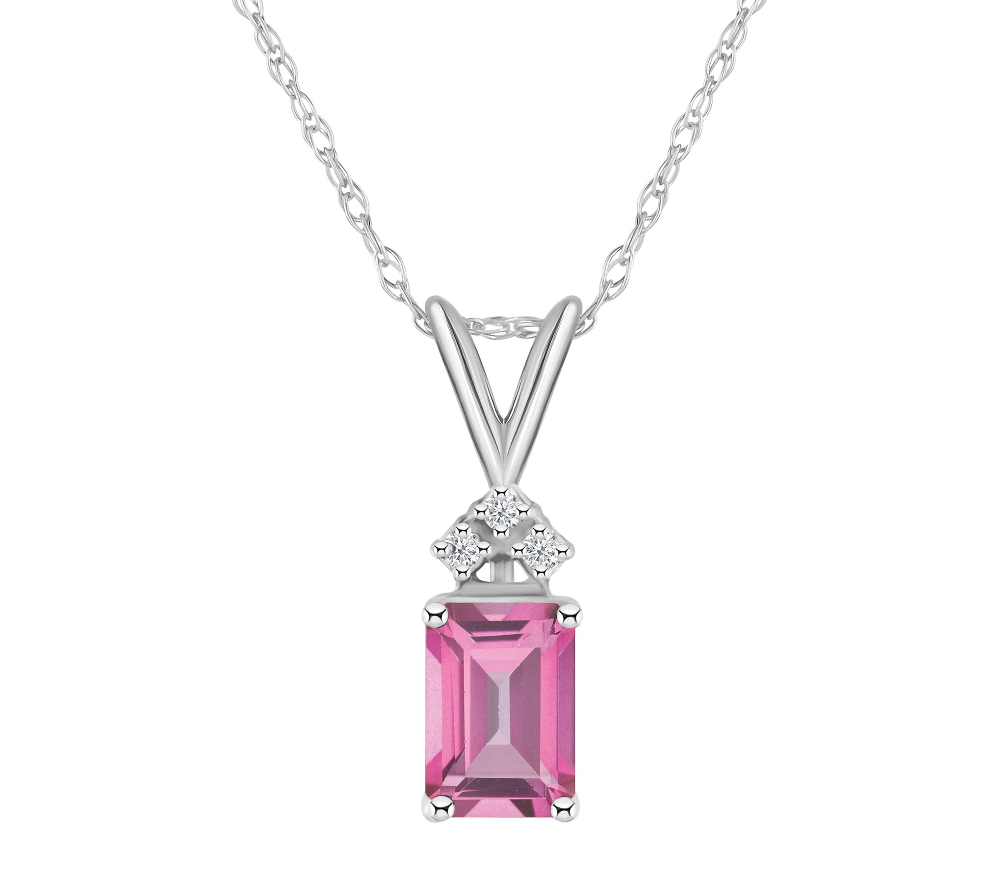 14k White Gold Pink Topaz (2 ct. t.w.) and Diamond Accent Pendant Necklace