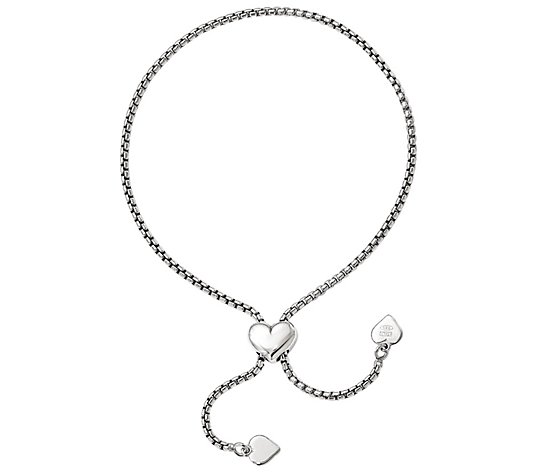 Italian Silver Rectangle Box Link Adjustable Bracelet, 5.8g