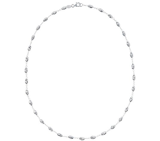 UltraFine Silver 18" Diamond-Cut Oval Bead Necklace, 5.8g