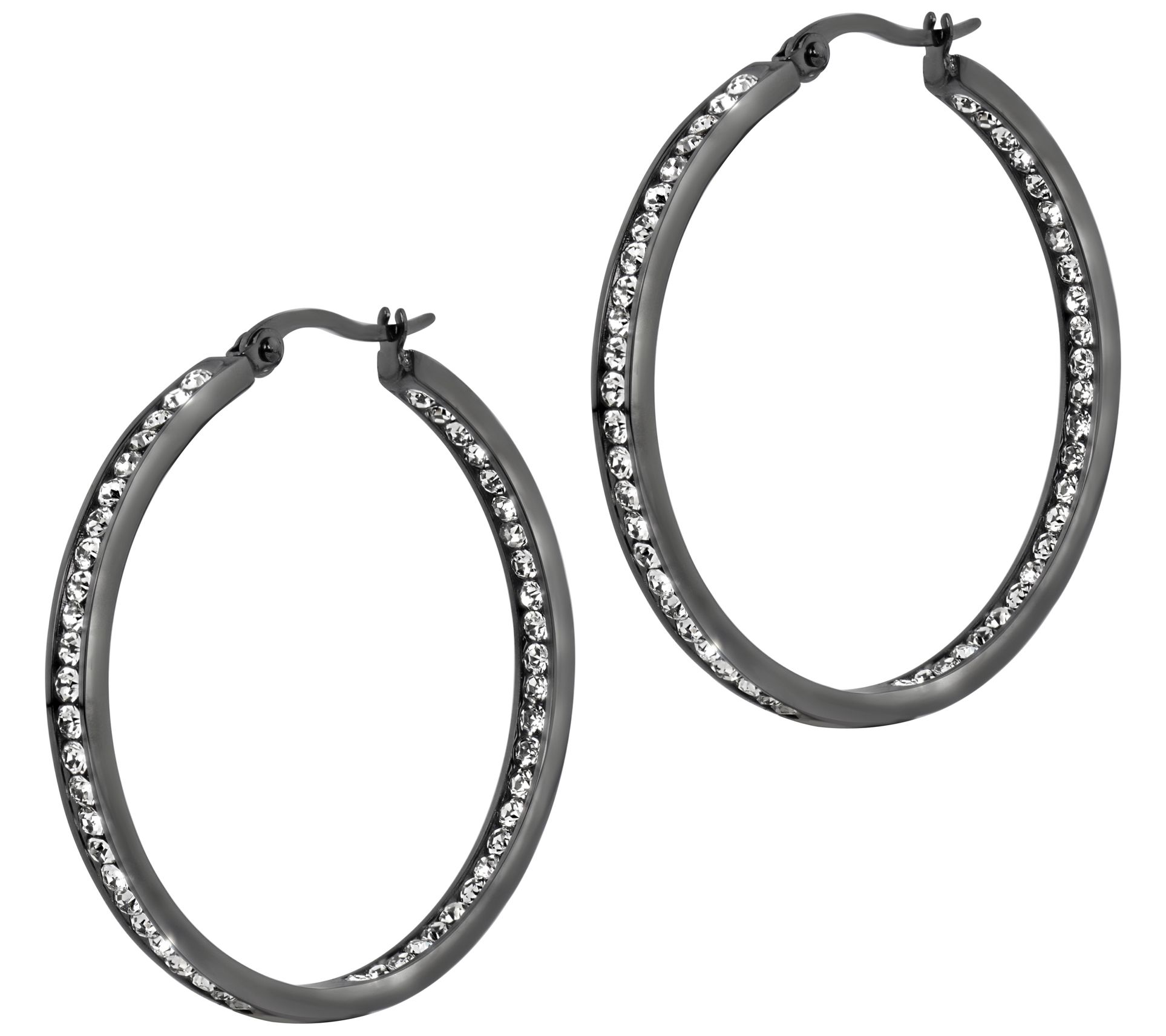 Steel by Design 1-1/2" Inside Out Hoop Earrings