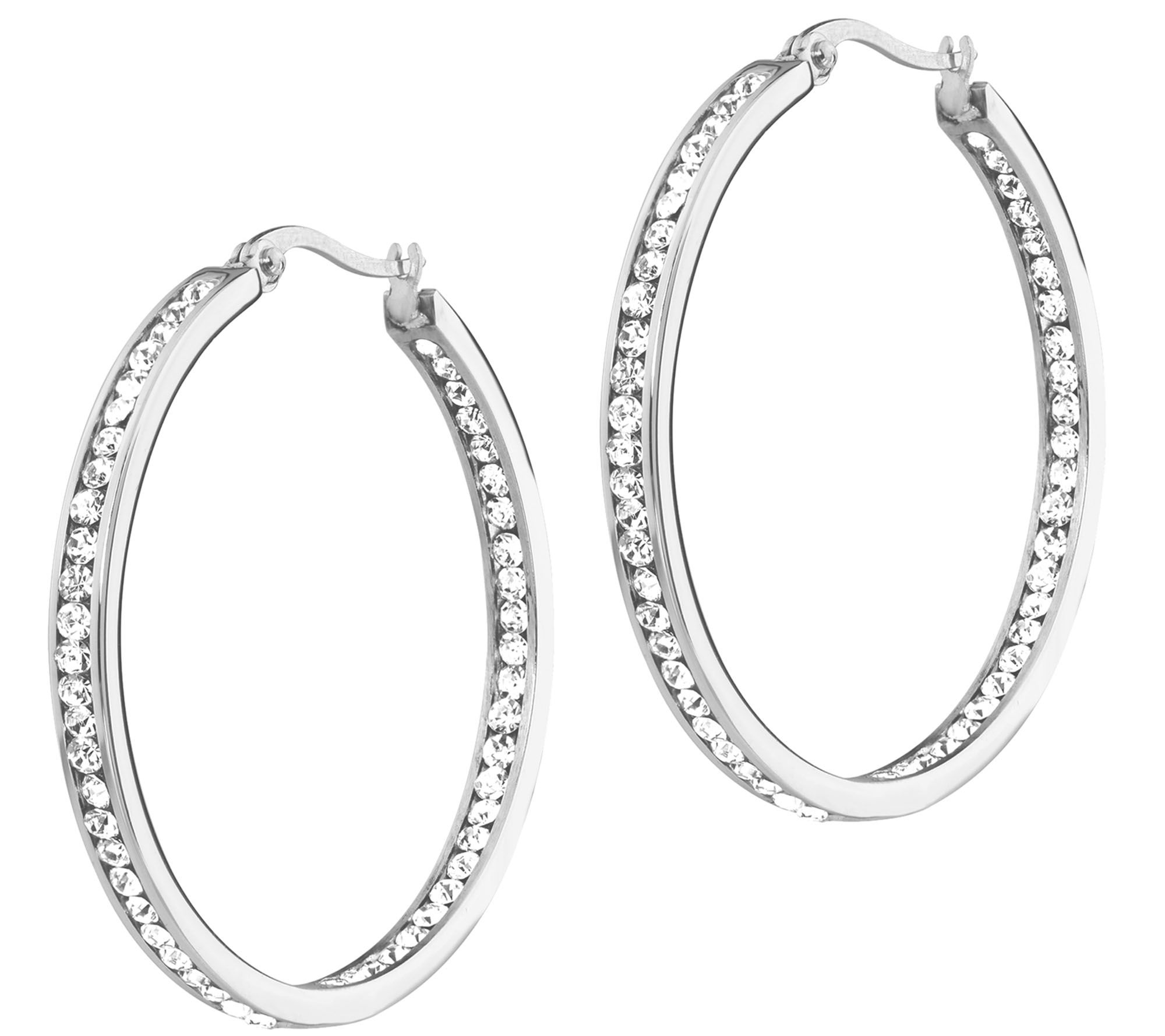 Steel by Design 1-1/2" Inside Out Hoop Earrings