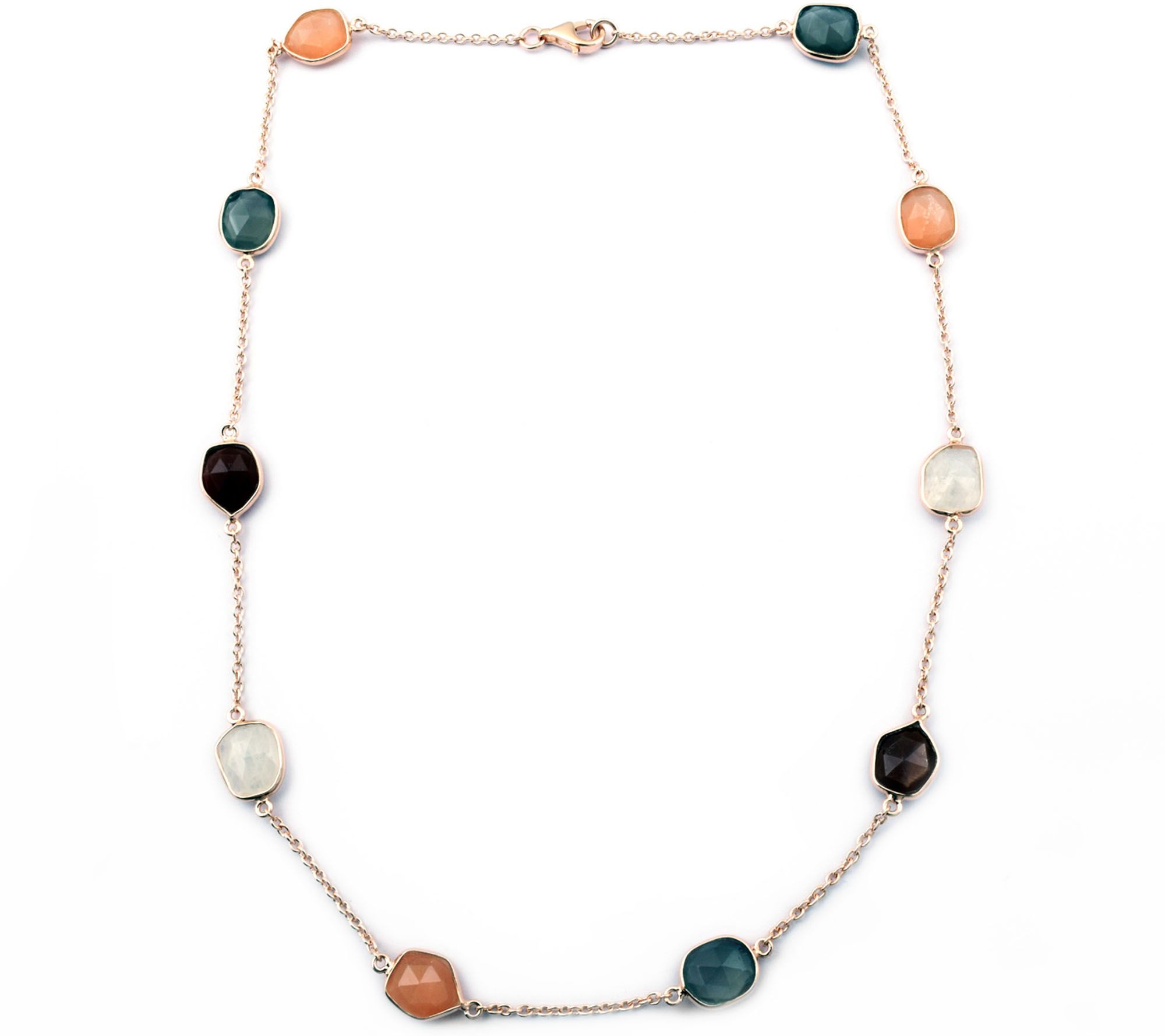 Sterling Free-Form Multi Moonstone Necklace